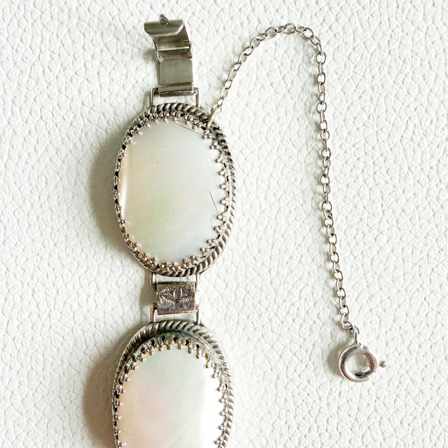 Seagull Whiting & Davis Co. Vintage Mother of Pearl Sterling Silver 925 Bracelet