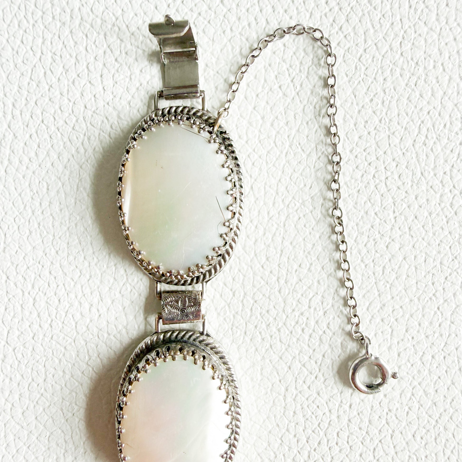 Seagull Whiting & Davis Co. Vintage Mother of Pearl Sterling Silver 925 Bracelet