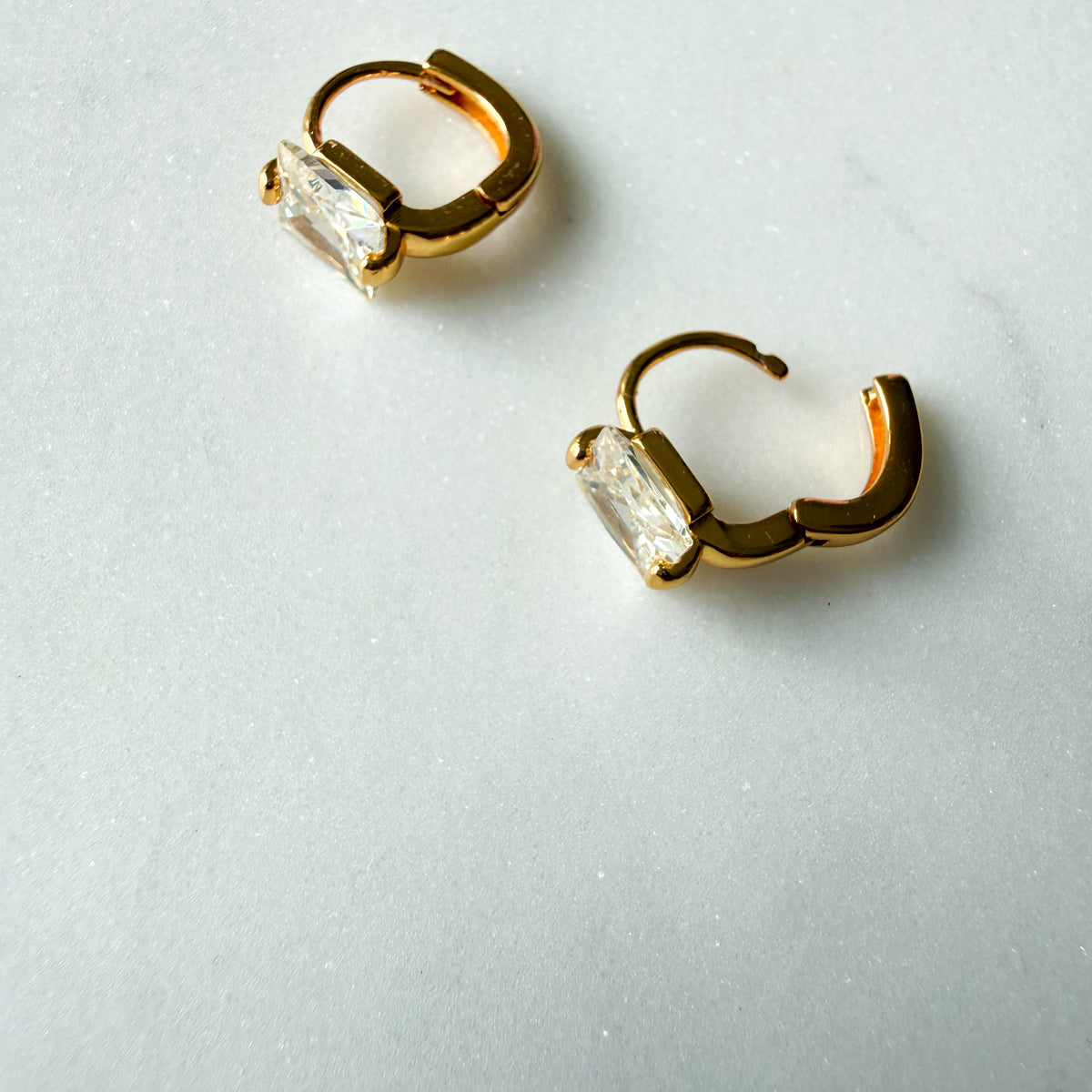 Pixie Princess Moissanite Crystal Gold Huggie Hoop 925 Earrings