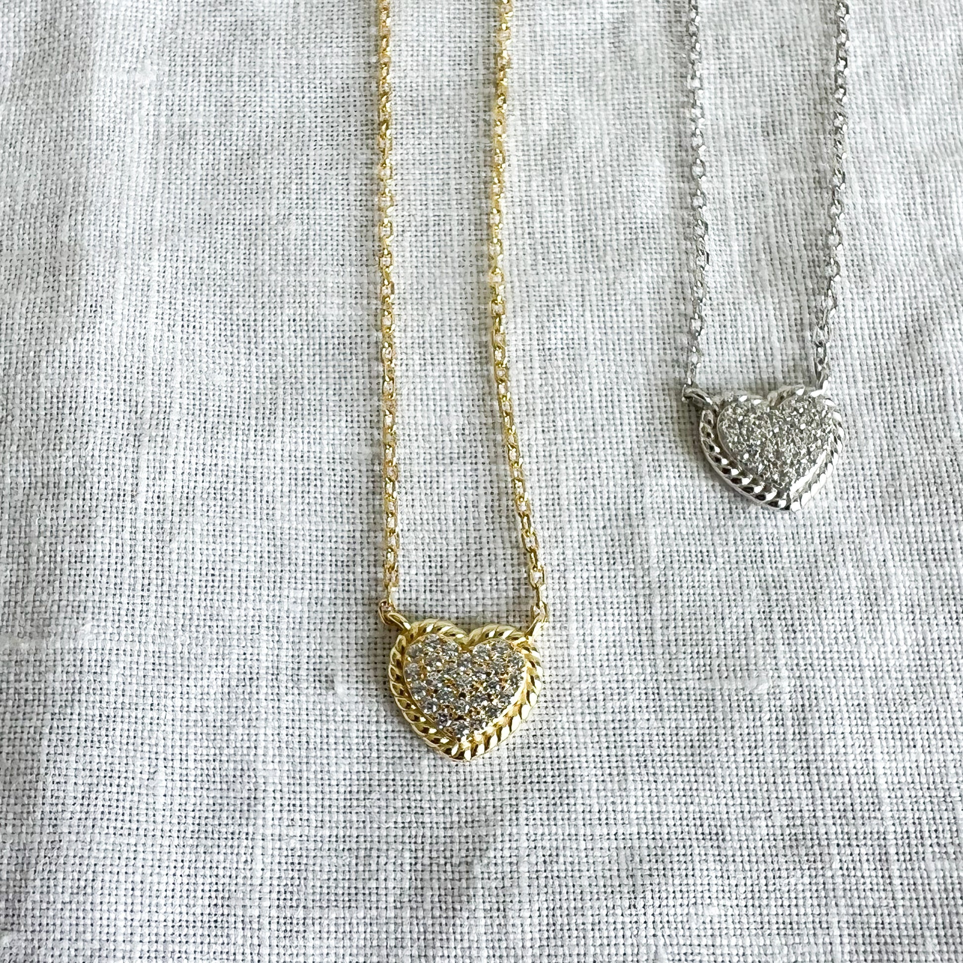 Cable Heart Pave Crystal 925 Necklace