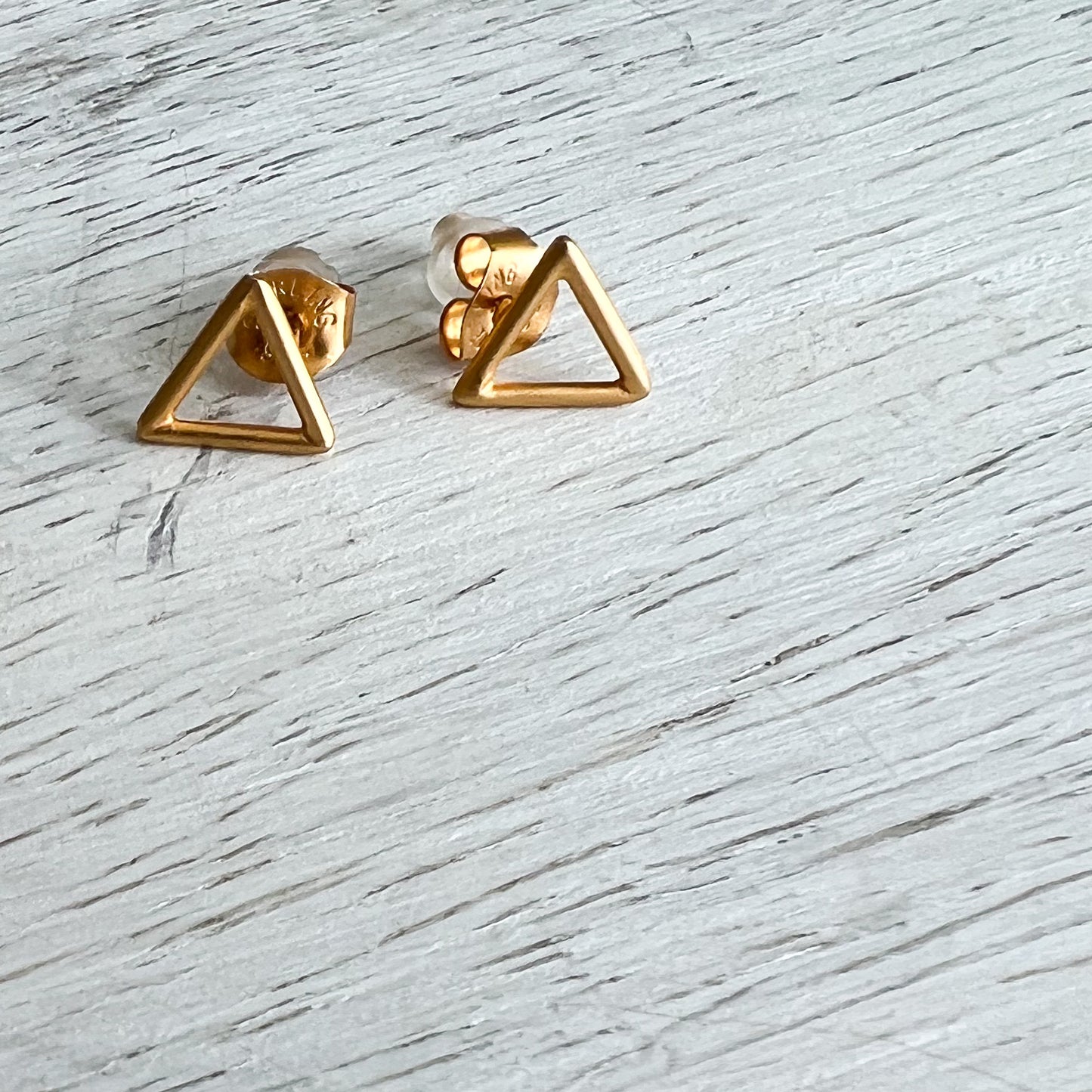 Vermeil Gold Triangle Post Earrings - Bellestyle