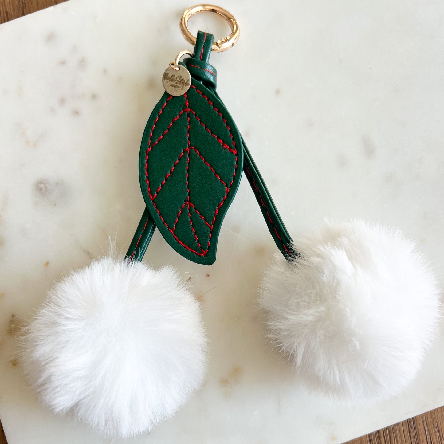 Fuzzy Cherry Faux Fur Keychain