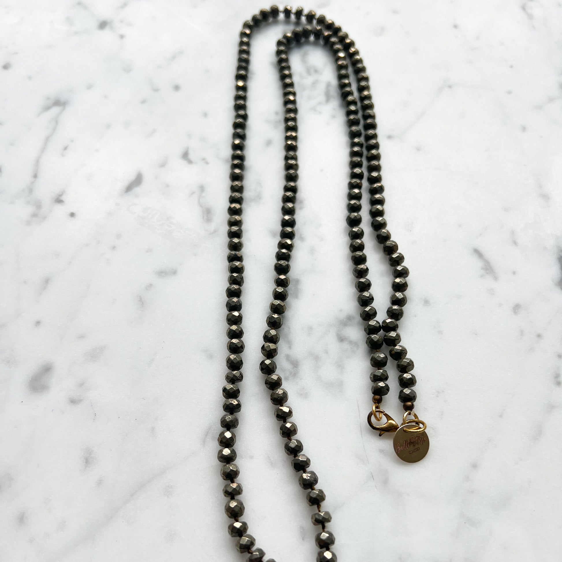 Olive Pyrite Semi-Precious Stone Necklace - Bellestyle