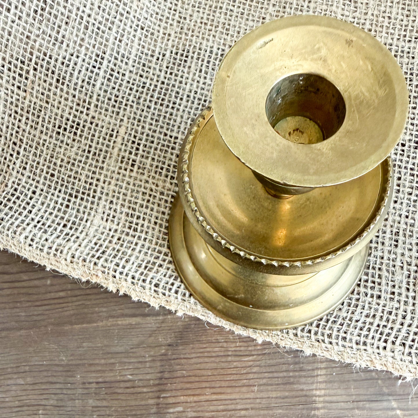 Loretta Scalloped Vintage Brass CandleHolder with Candlestick