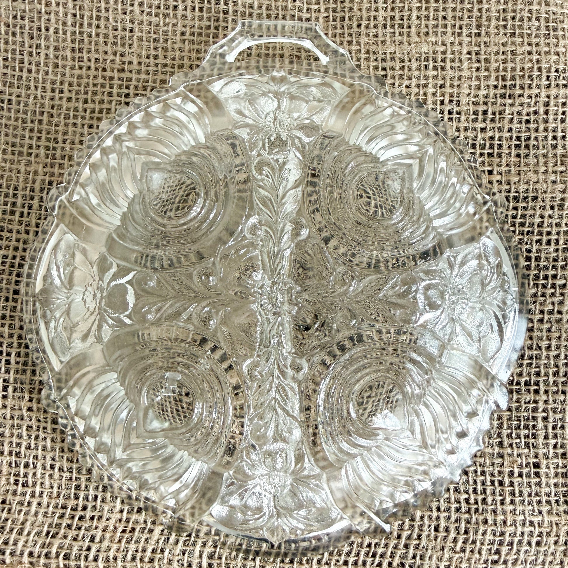Fleur De Lis Vintage Glass Bowl