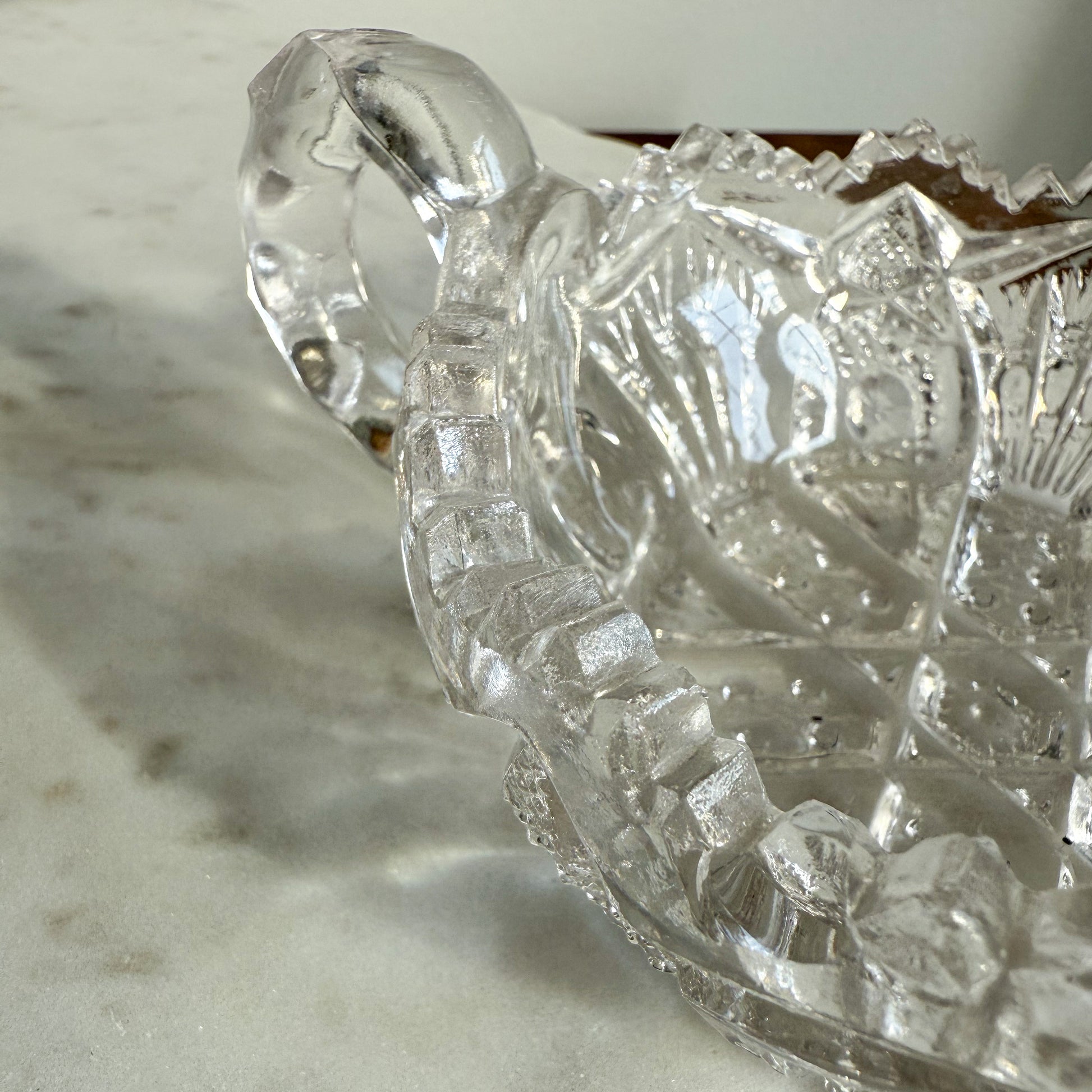 Wales Vintage Crystal Double Handle Jewelry Bowl