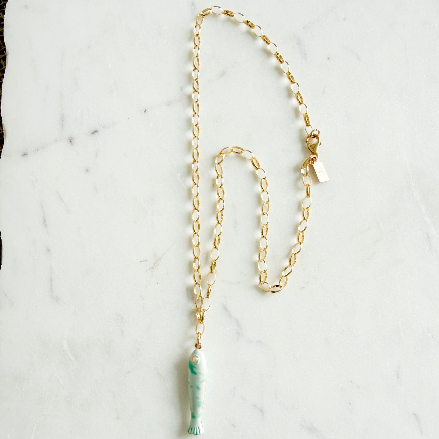 Alessandra Fish Charm 14KTGF Oval Chain Necklace