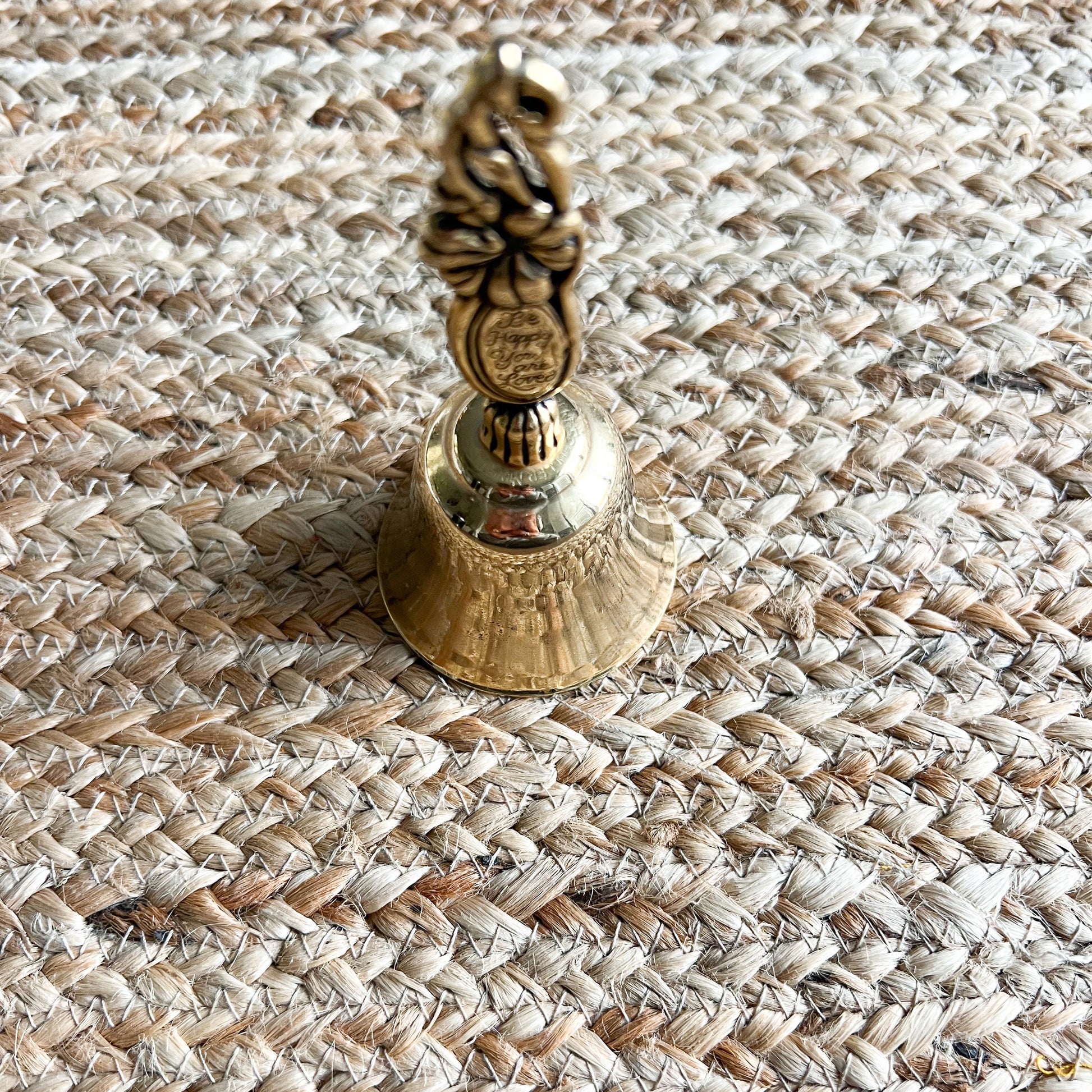 Be Happy Vintage Gold Brass Bell