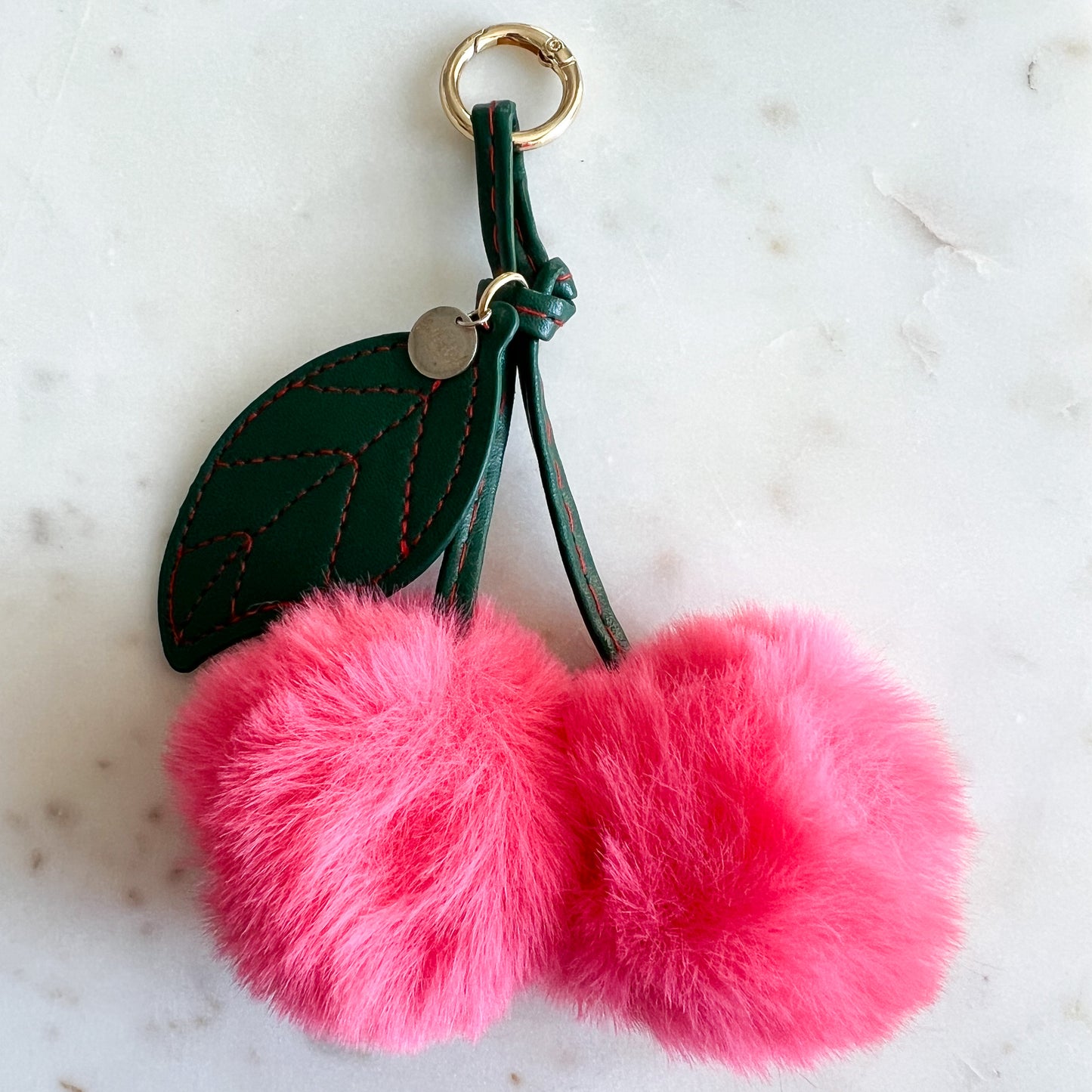 Fuzzy Cherry Faux Fur Keychain