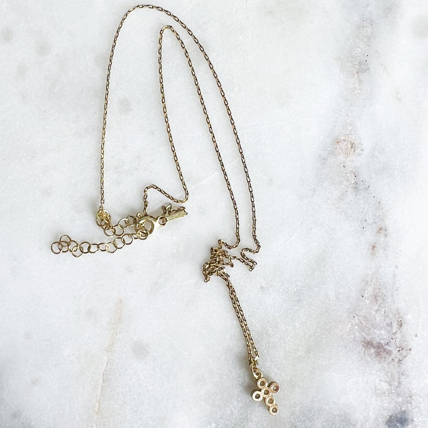 Gold Mini Cross Cubic Zirconia Necklace