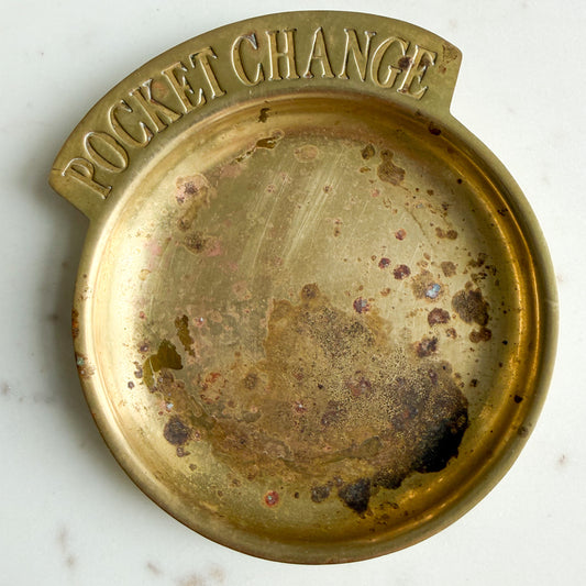 Pocket Change Vintage Brass Trinket Dish with Natural Patina - BelleStyle