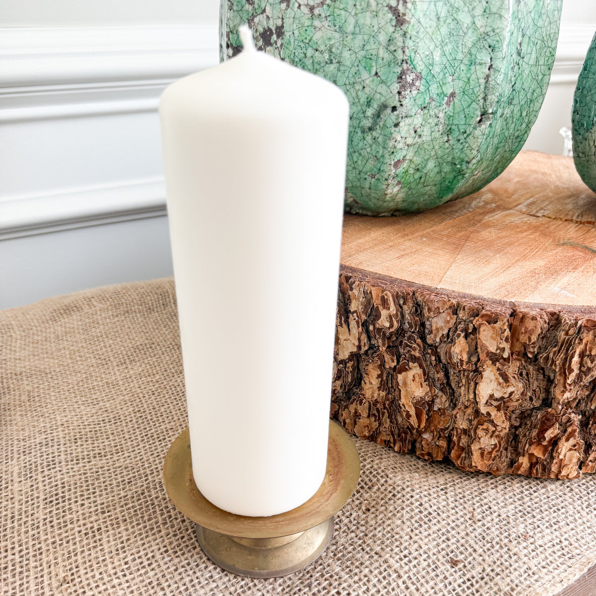 Sofia Vintage Patina Brass Candle Holder Base - BelleStyle