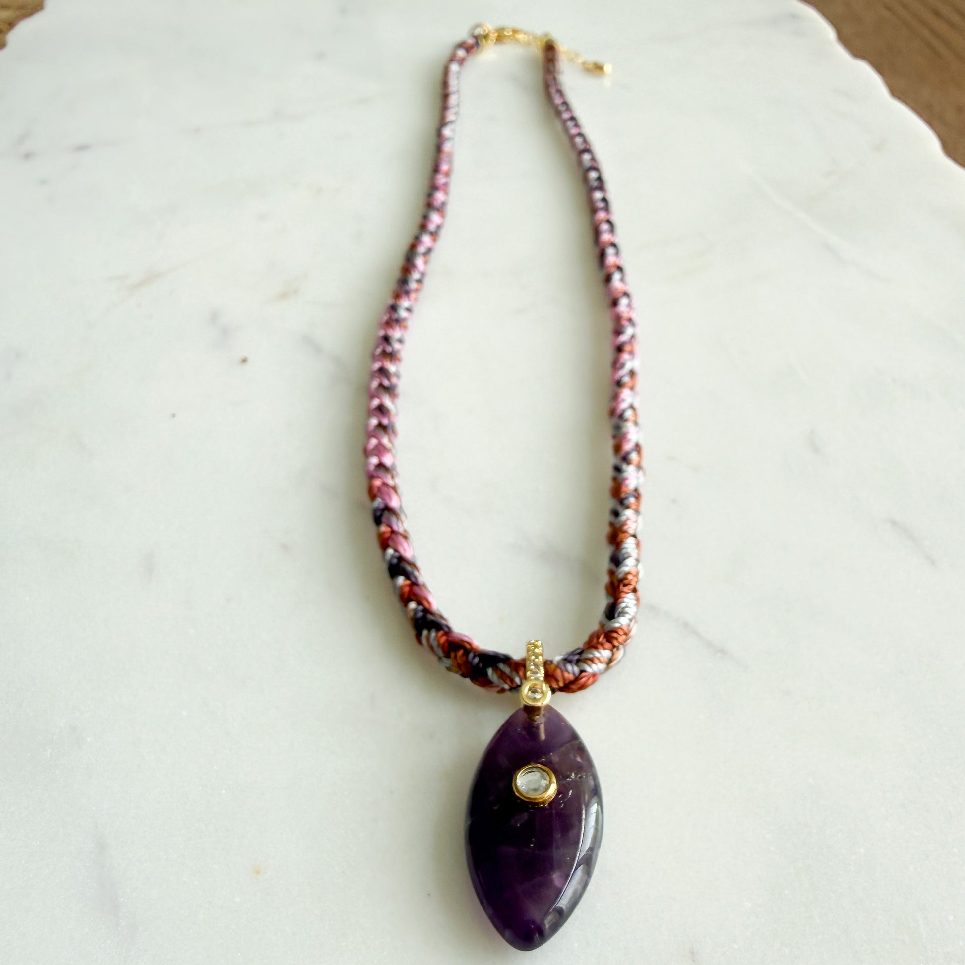 The Banks Semi-Precious Stone Braided Rope Necklace - BelleStyle