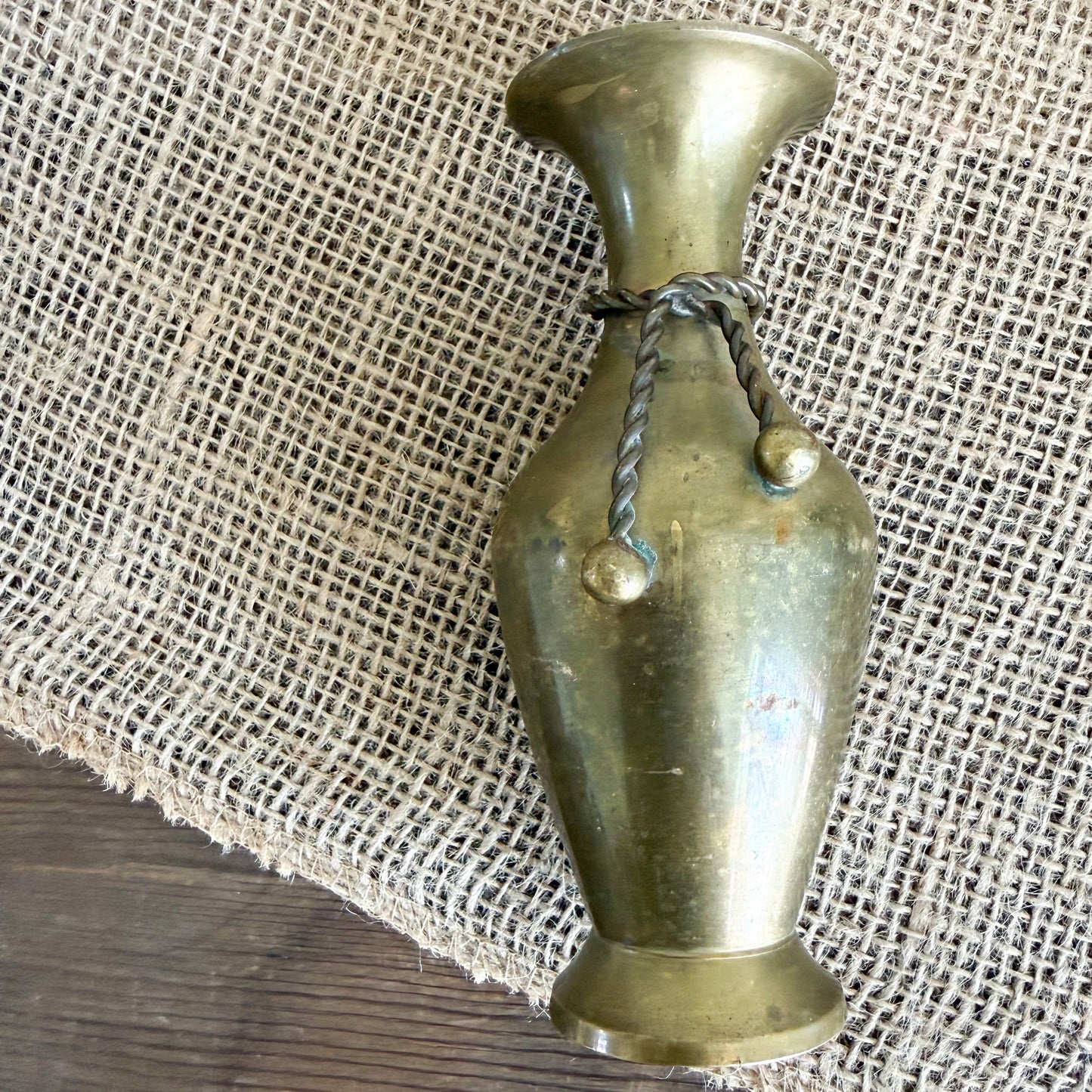 Lago Vintage Brass Rope Vase
