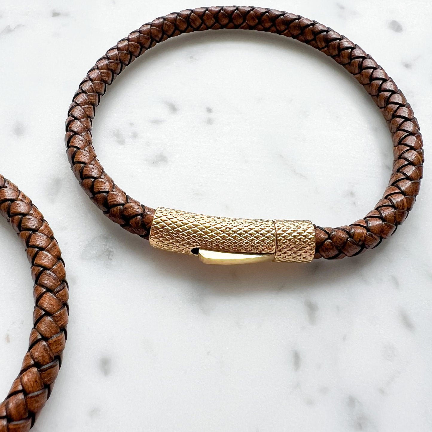 Bourbon Leather Gold Men’s Bracelet - 3 sizes - BelleStyle