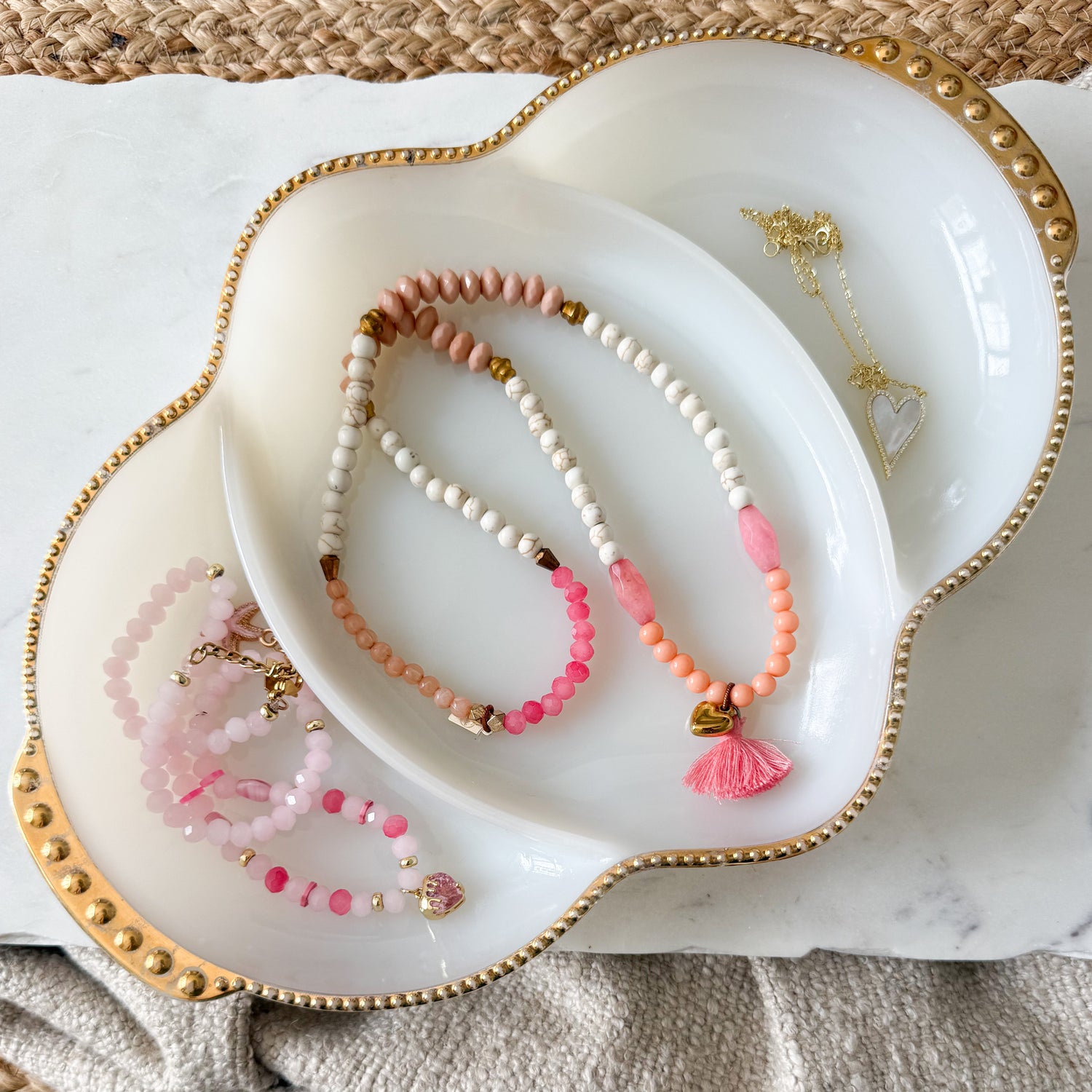 Vegas Vintage Milk White Fire King Decorative Jewelry Plate