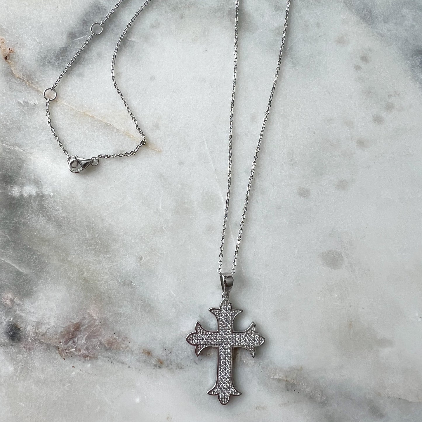 Celtic Pave Cubic Zirconia Cross Necklace