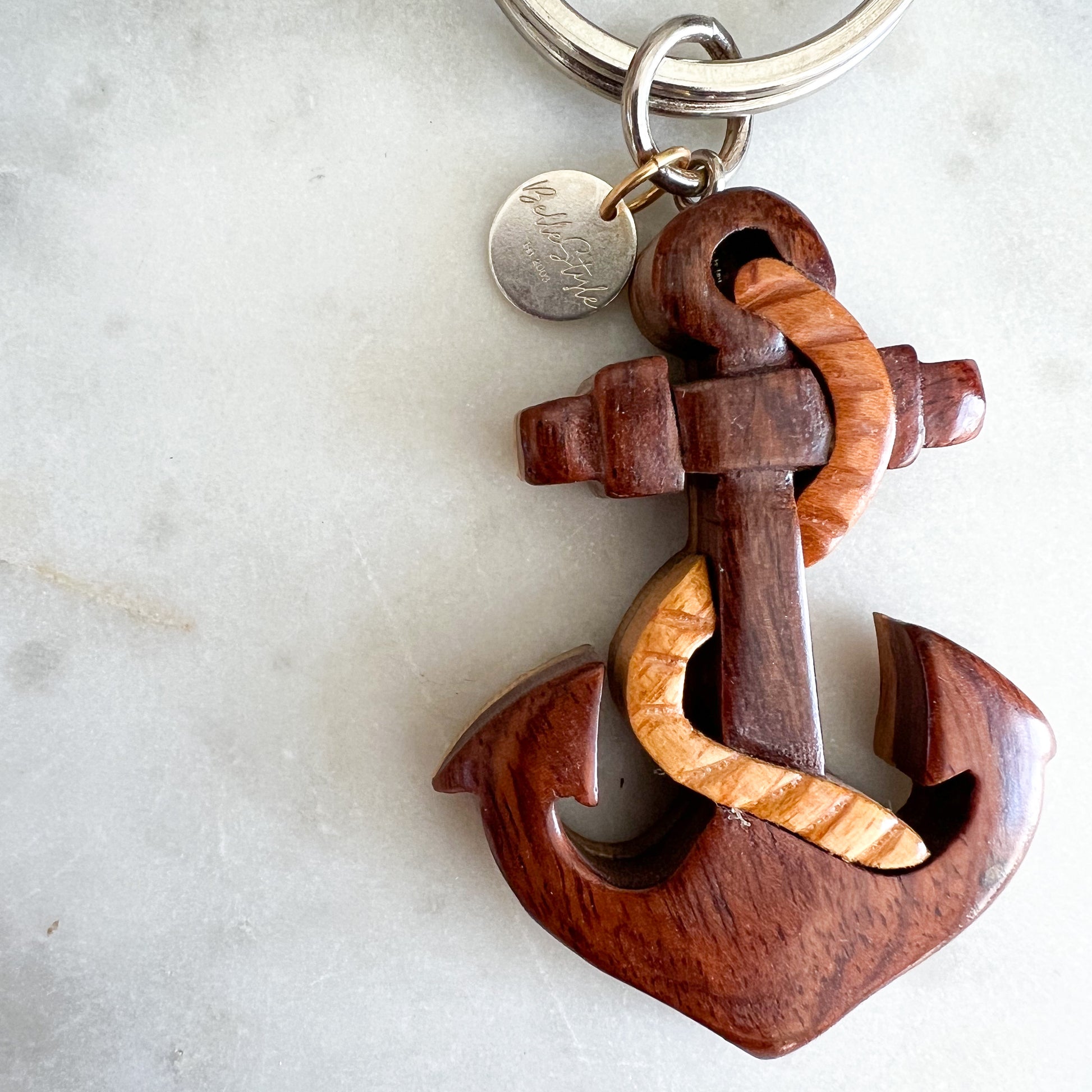 Bali Anchor Wood Keychain - BelleStyle