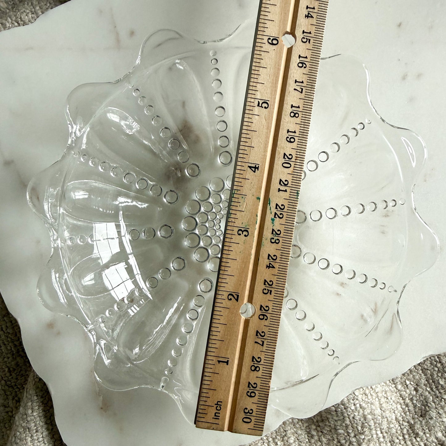Puffer Vintage Glass Scalloped Jewelry Bowl