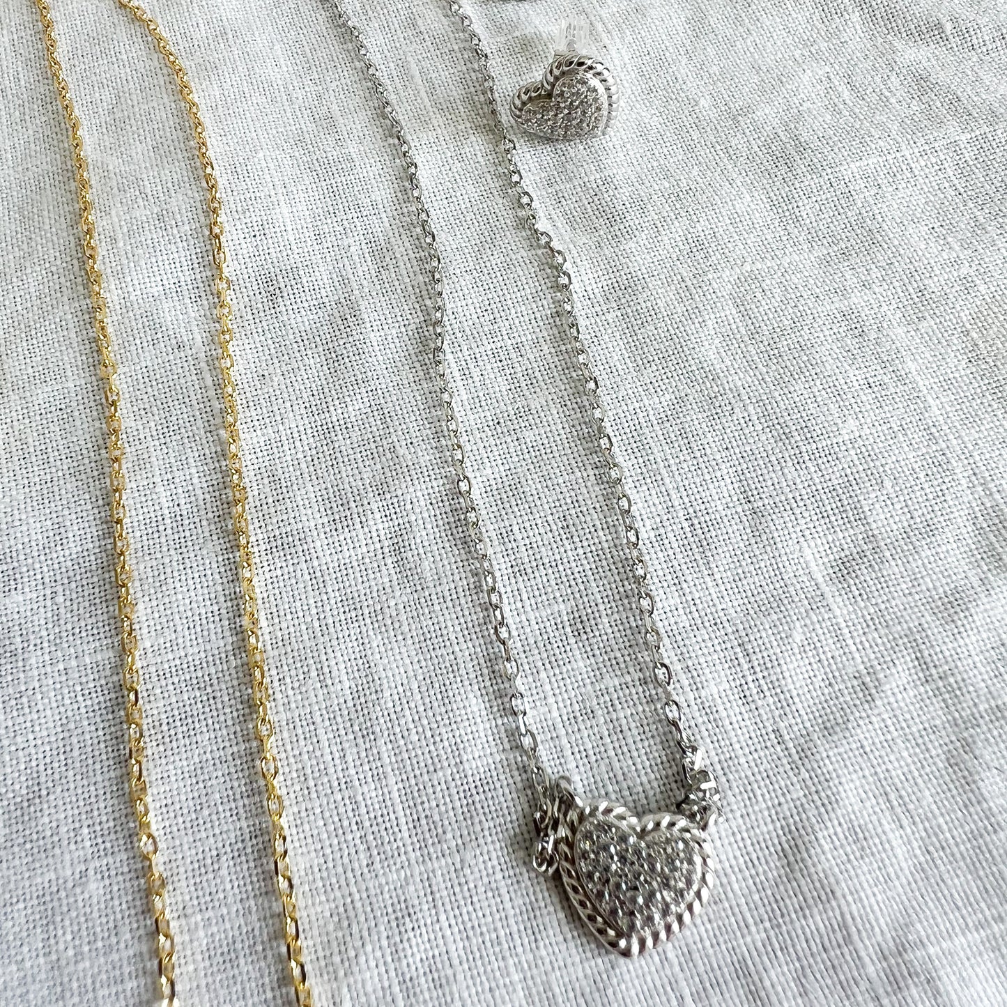 Cable Heart Pave Crystal 925 Necklace