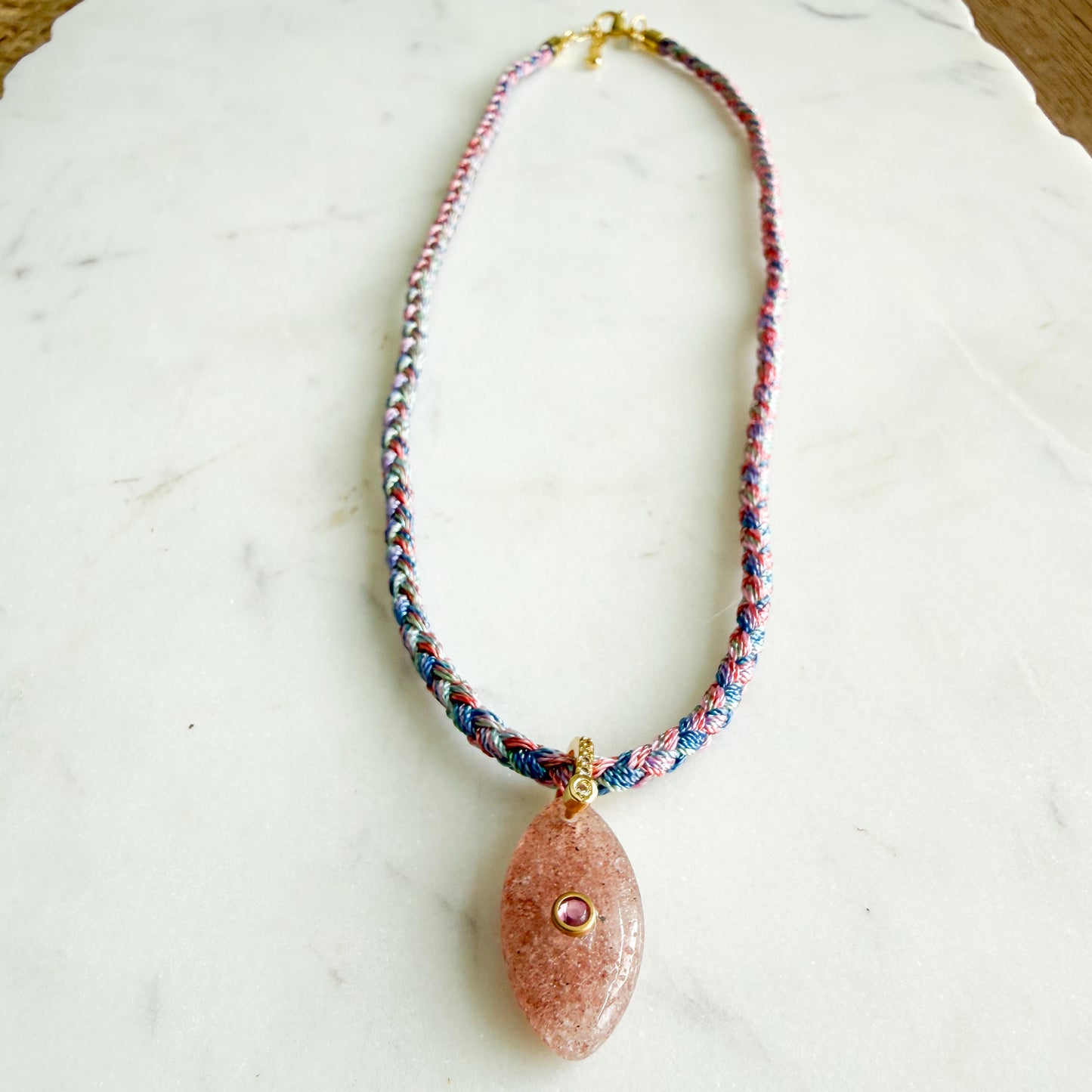 The Banks Semi-Precious Stone Braided Rope Necklace - BelleStyle