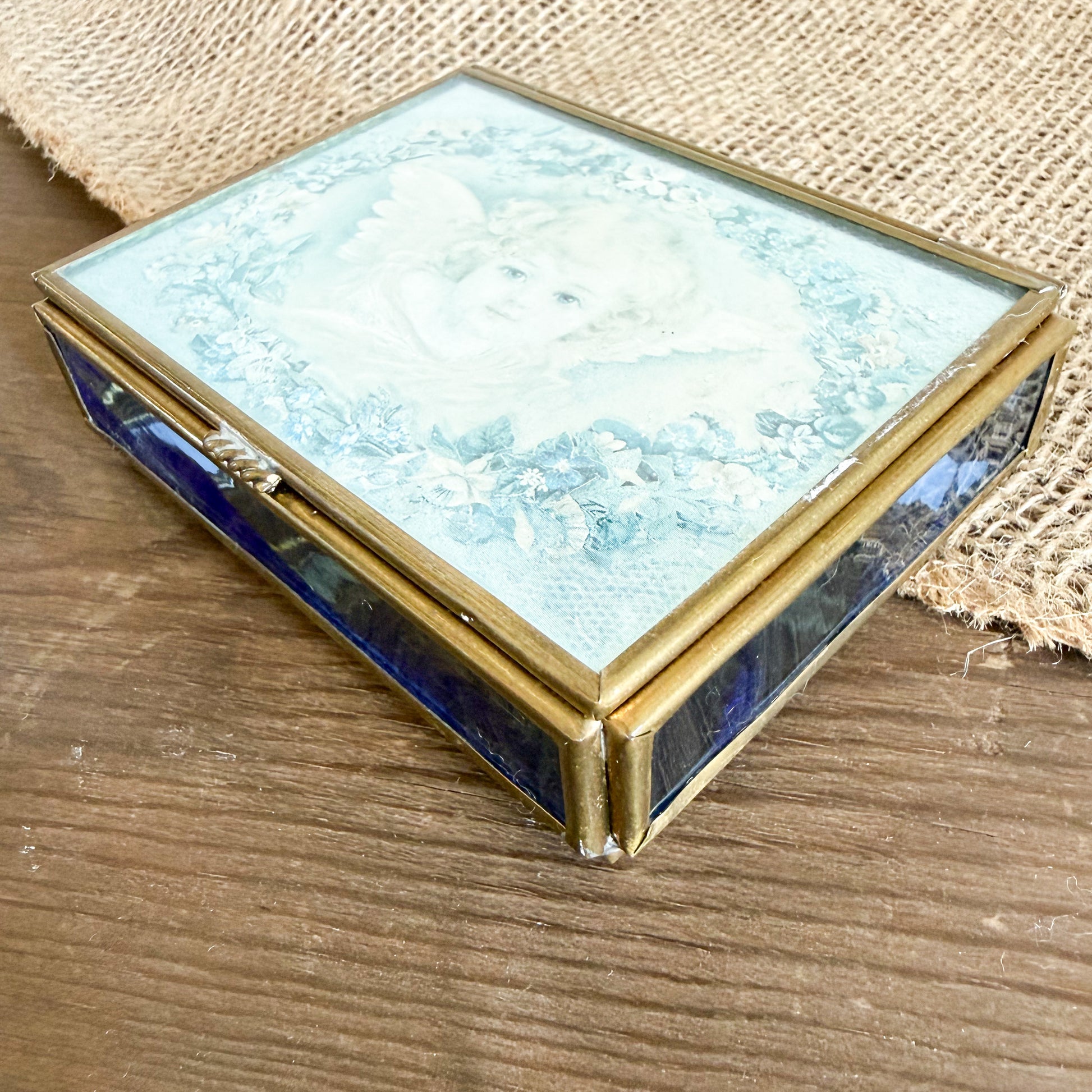 Cleo Vintage Angelface Glass Jewelry Box