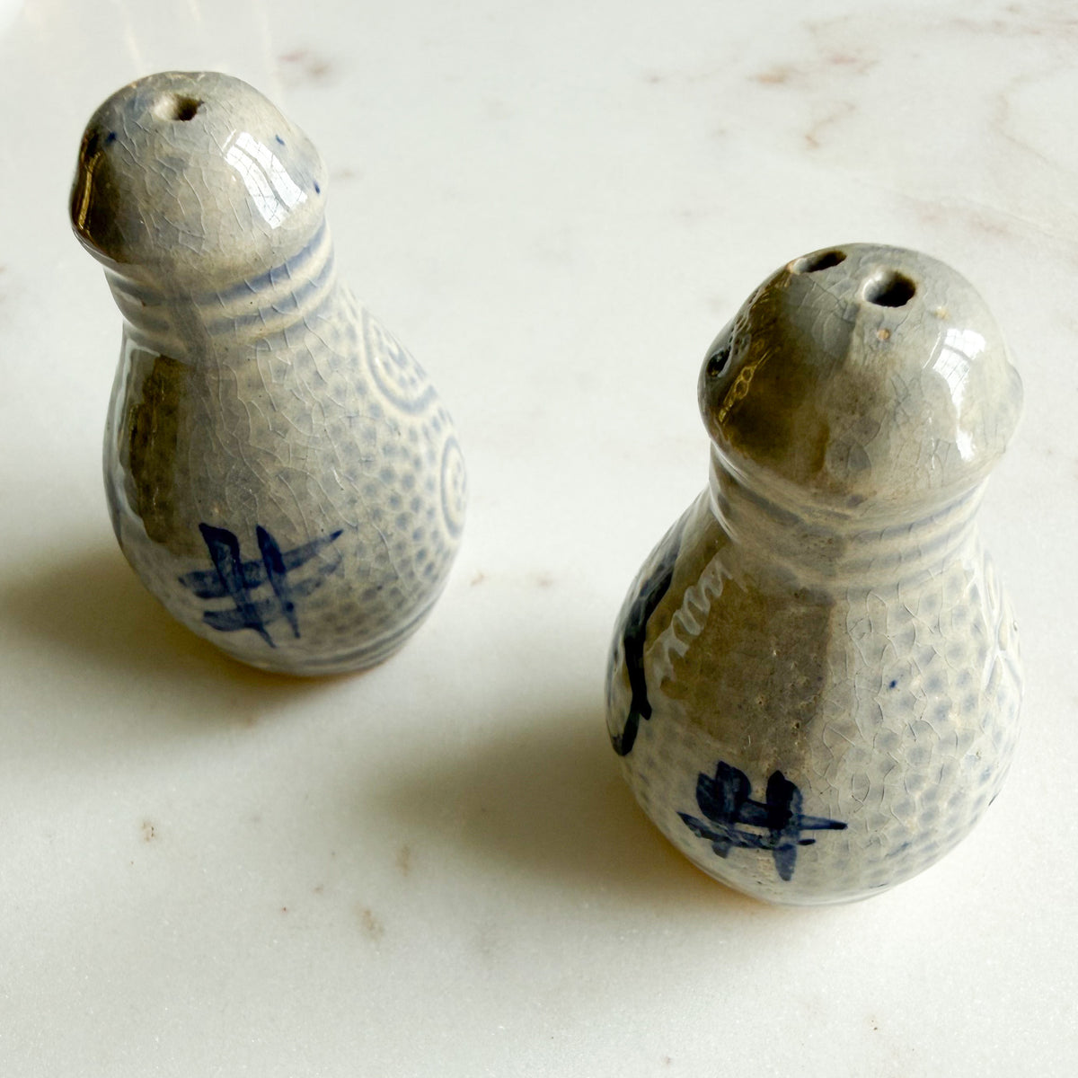LilyPad MCM German Salt Glazed Stoneware Salt Pepper Shakers - BelleStyle