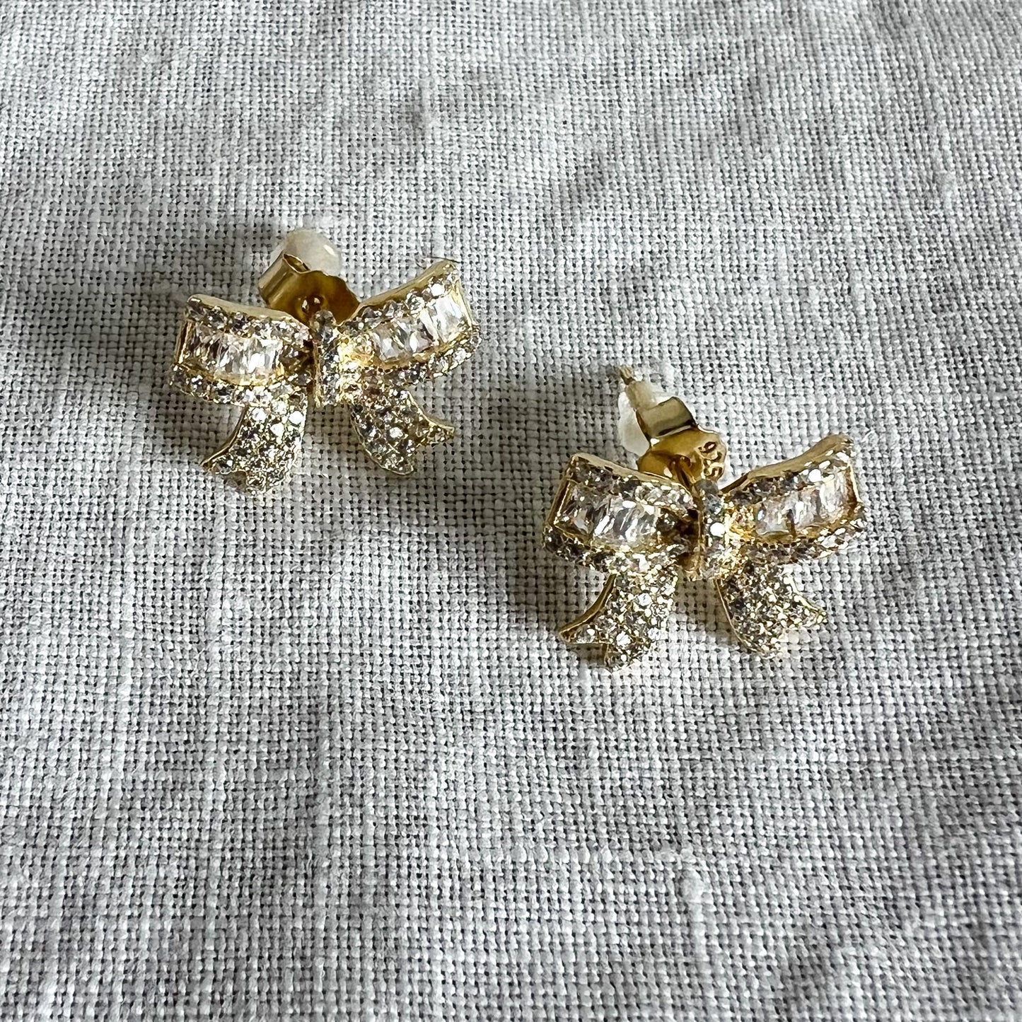 Belle Bow Baguette Crystal Stud Earrings