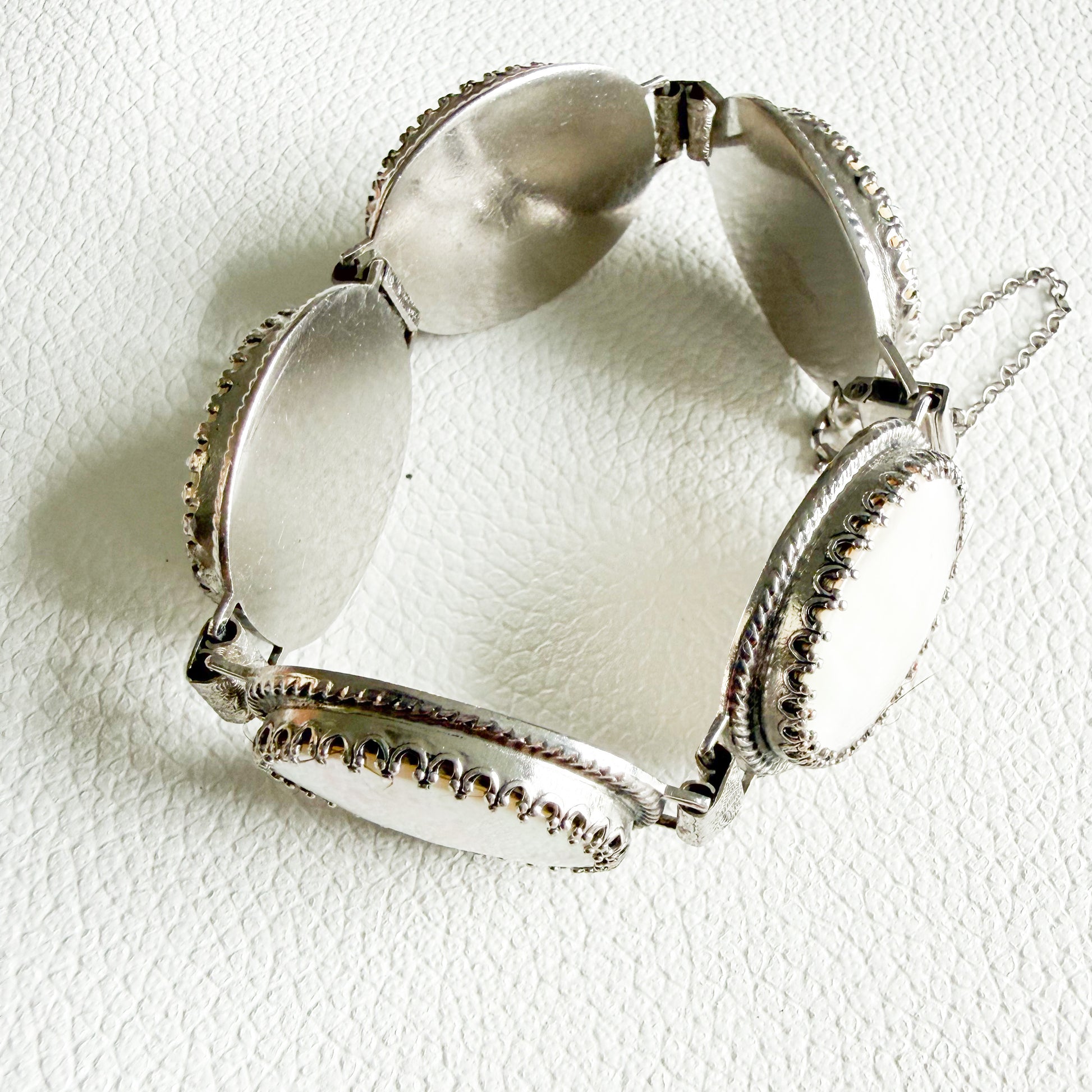 Seagull Whiting & Davis Co. Vintage Mother of Pearl Sterling Silver 925 Bracelet