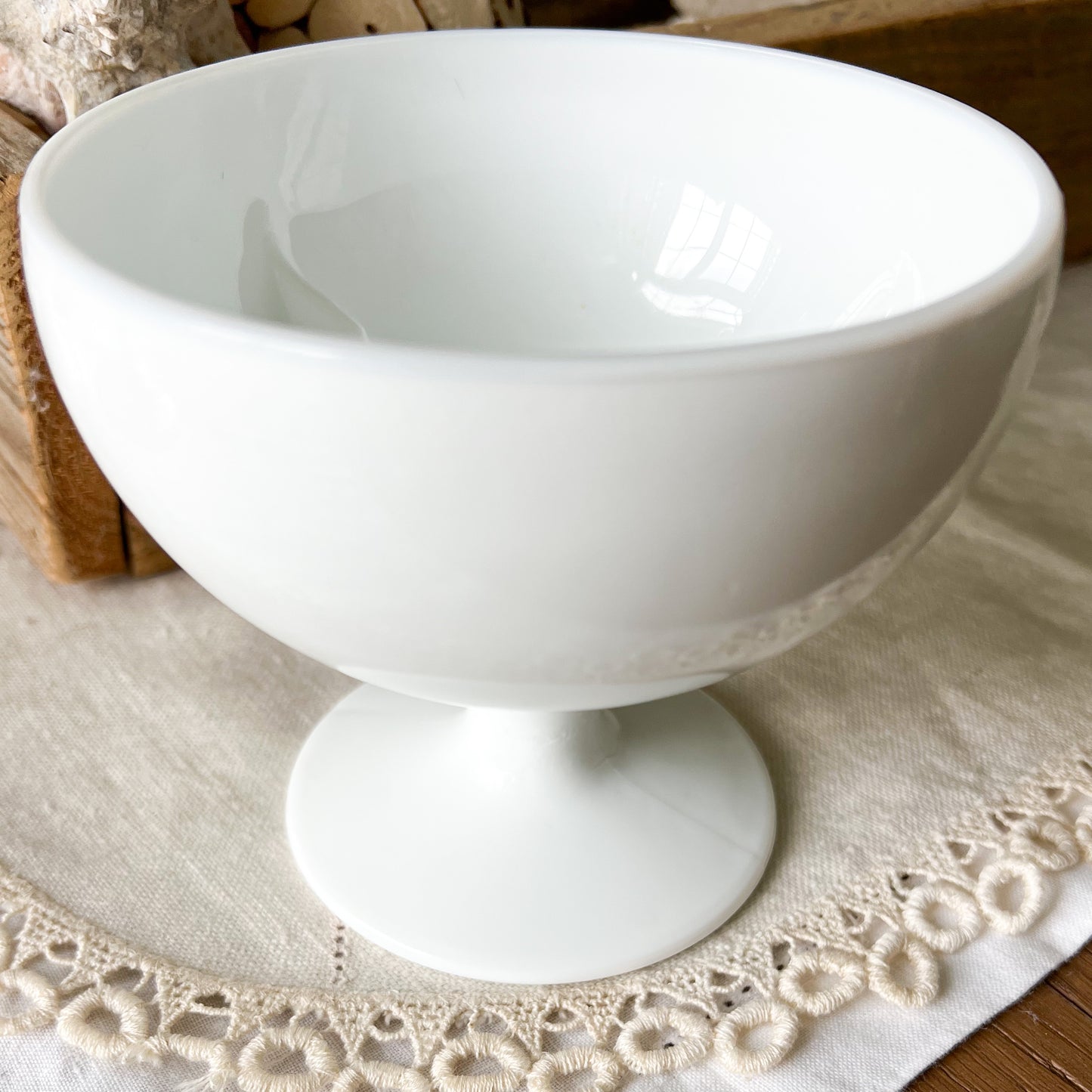 Vintage Milk Glass Pedestal Bowl -  bellestyle