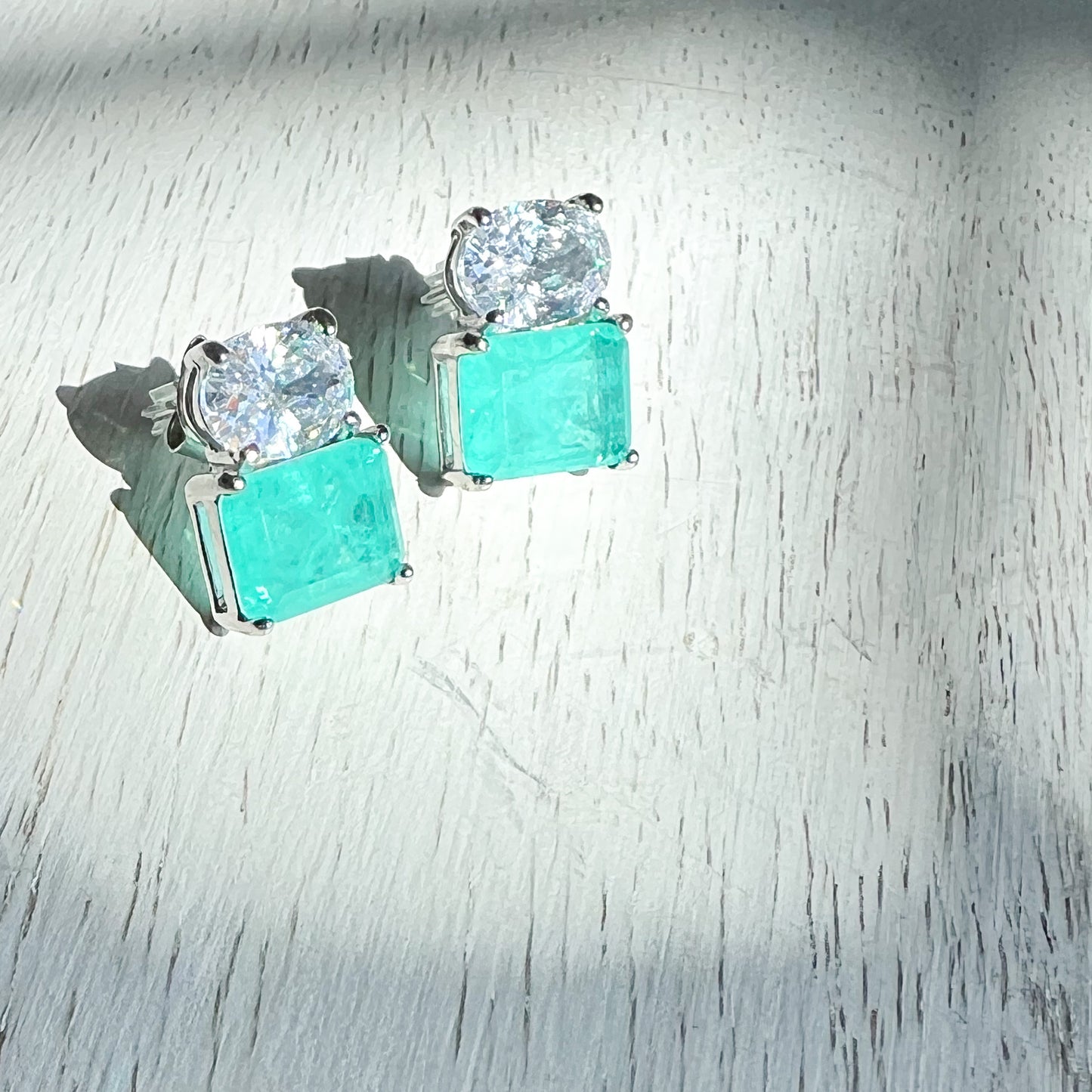 Alpine Clear Turquoise Crystal 925 Stud Earrings