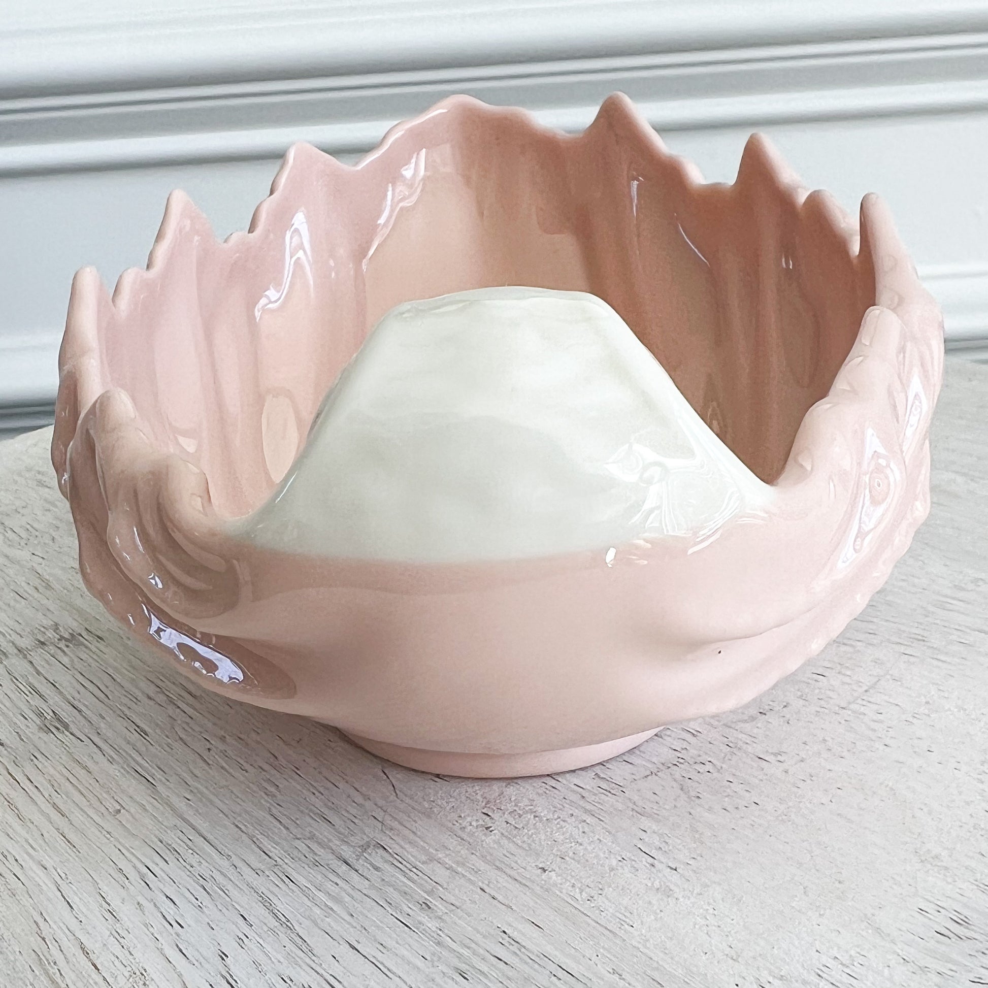 Betty Pastel Pink Acanthus Leaf Vintage Lenox Jewelry Bowl