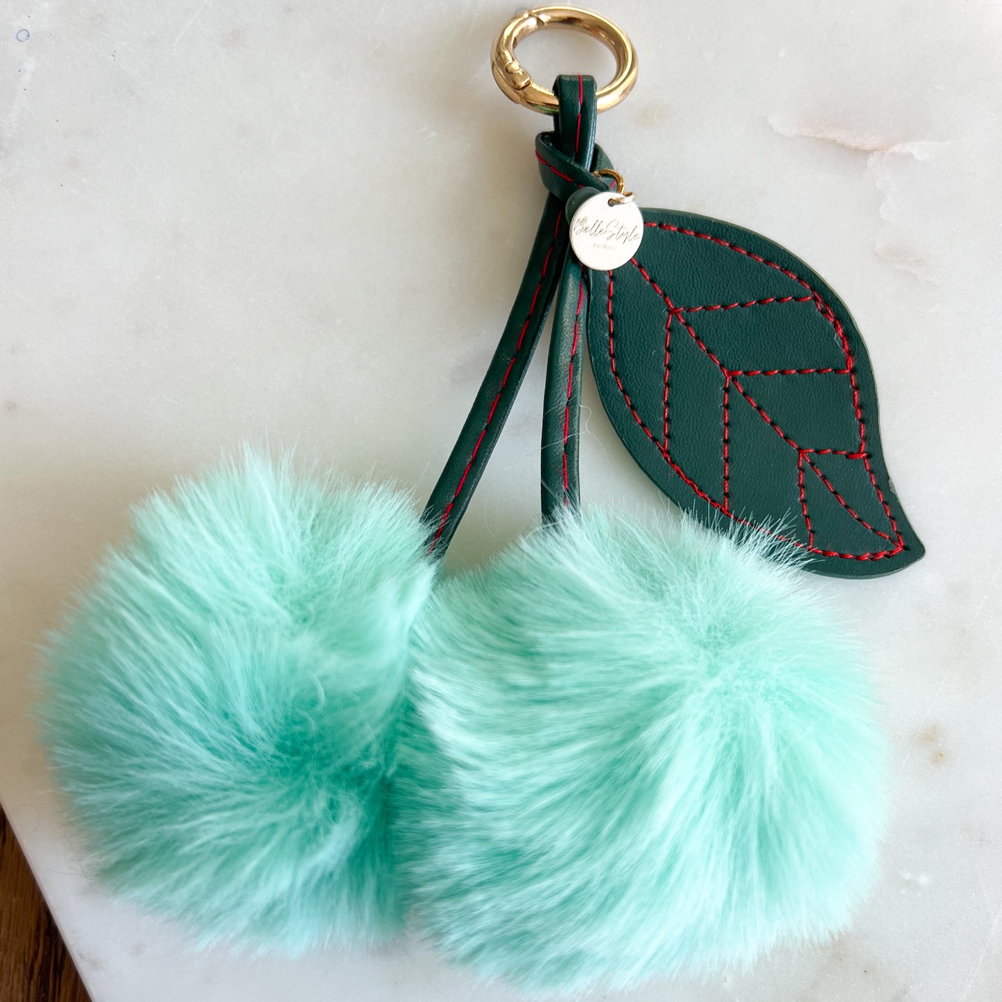 Fuzzy Cherry Faux Fur Keychain