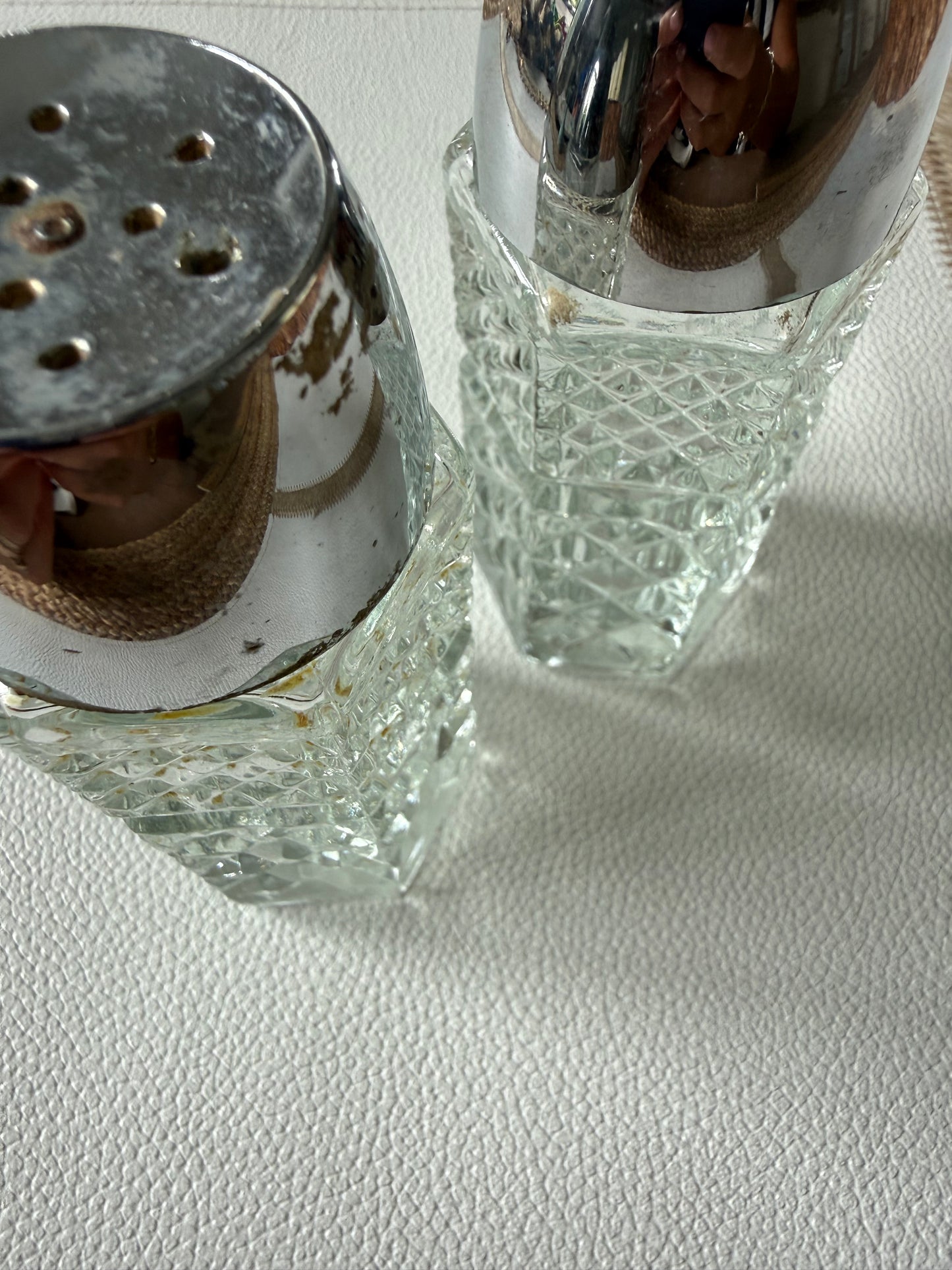 McAdams Vintage Anchor Hocking Wexford Salt Pepper Shaker Set
