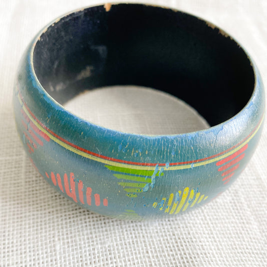 Vintage Rosewood Aztec Bangle Bracelet - Bellestyle