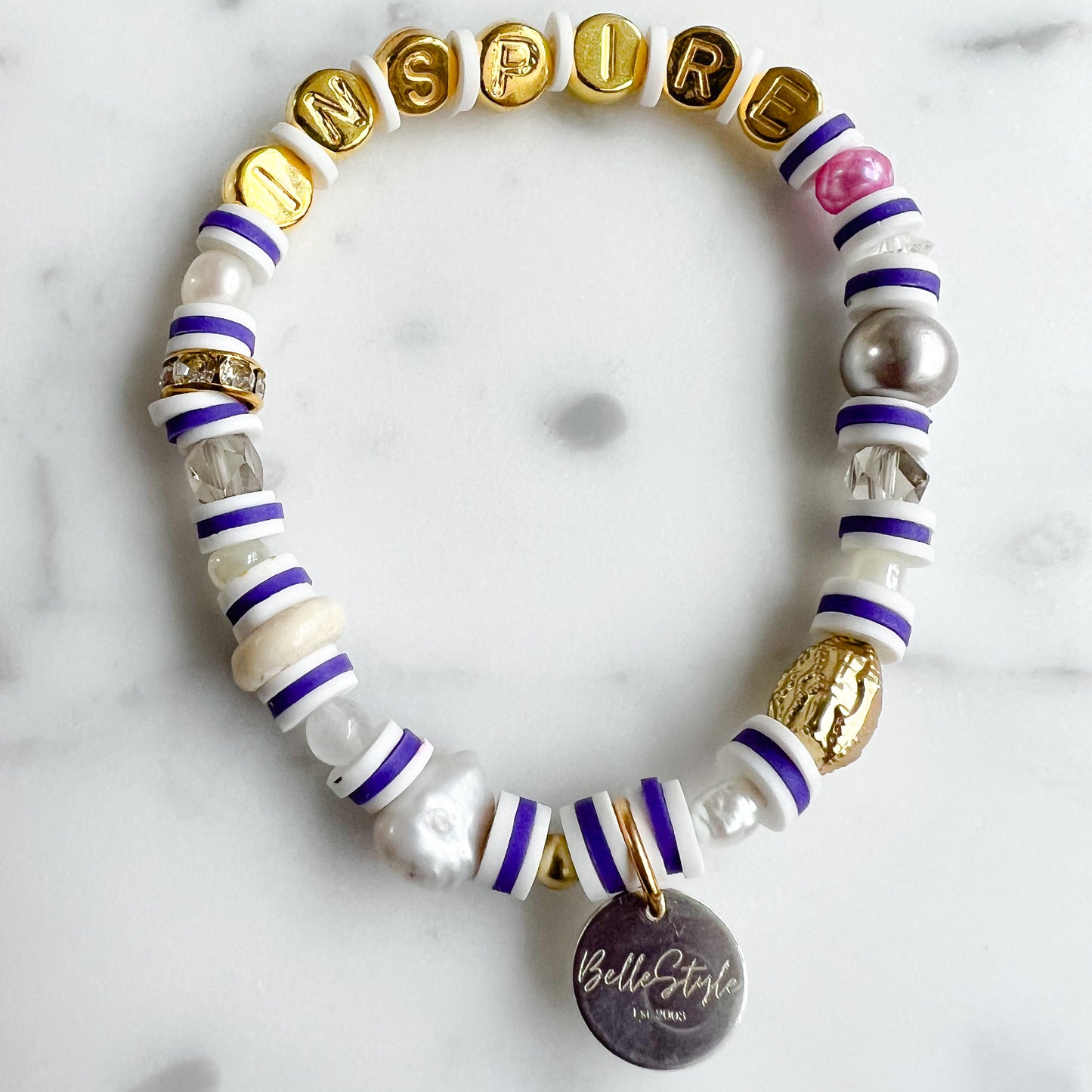 INSPIRE Gold Friendship Bracelet Purple - BelleStyle