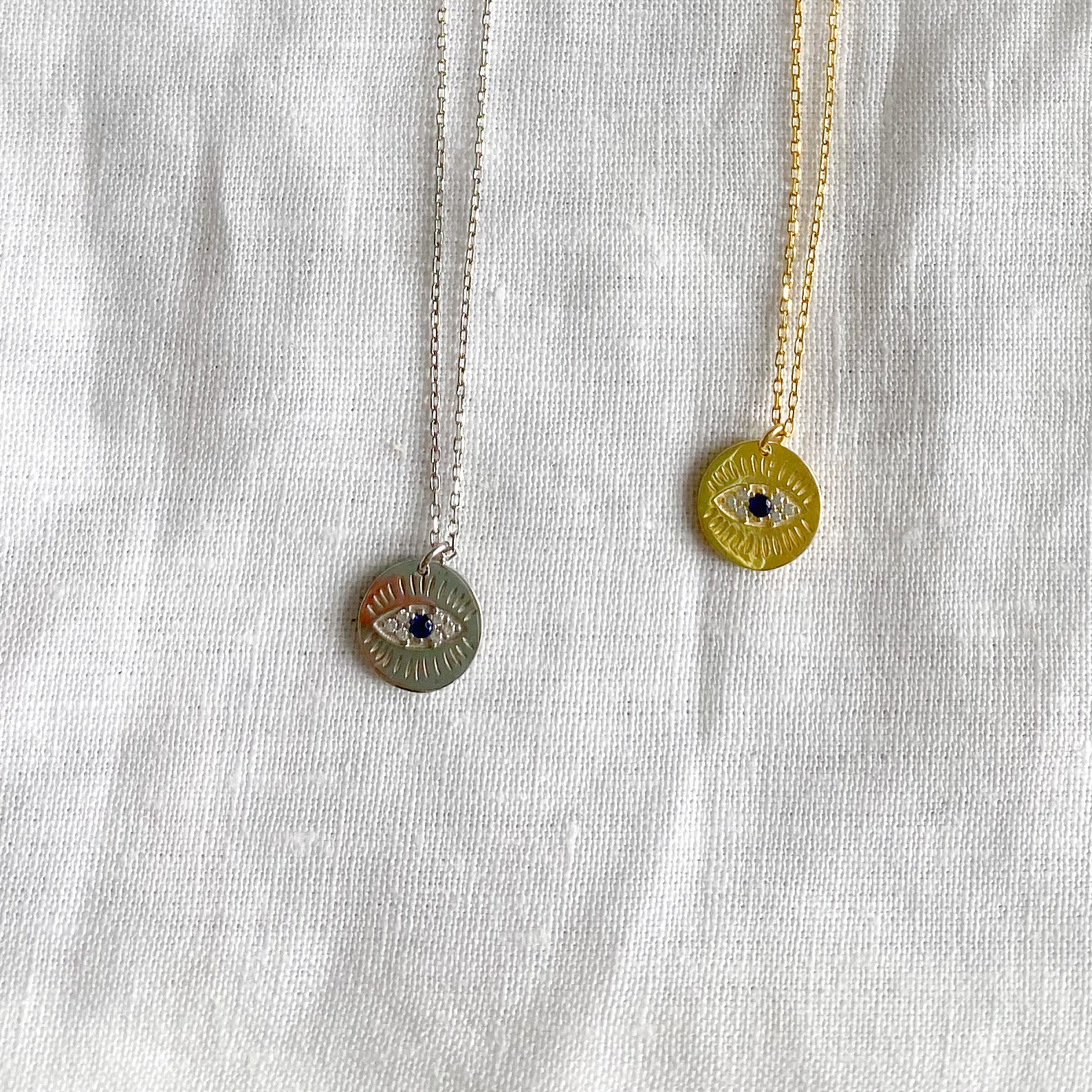 Round Evil Eye Protection Charm Necklace - BelleStyle