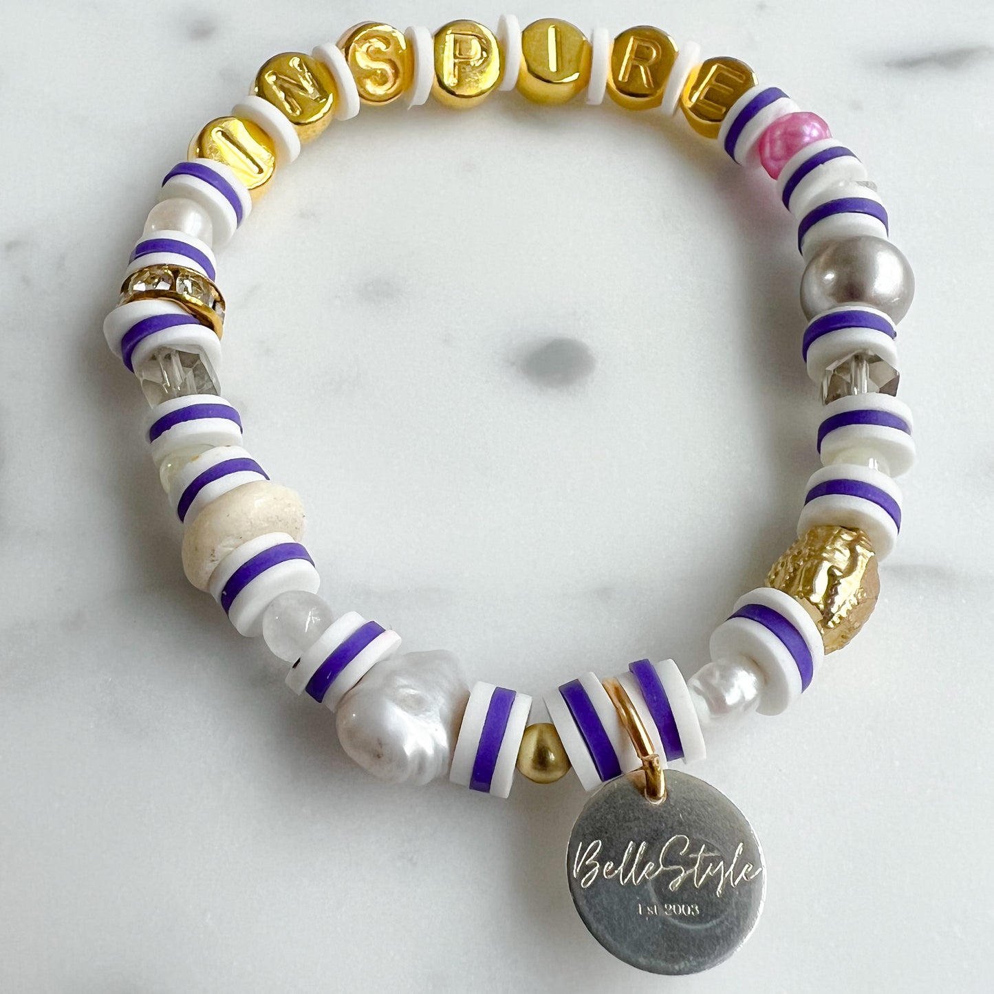 INSPIRE Gold Friendship Bracelet Purple - BelleStyle