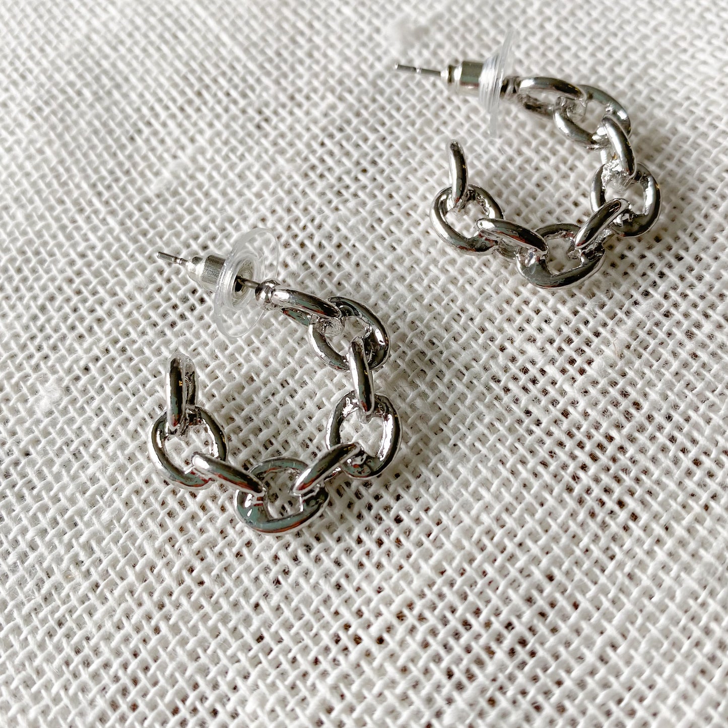 Small link chain earrings post - Bellestyle silver