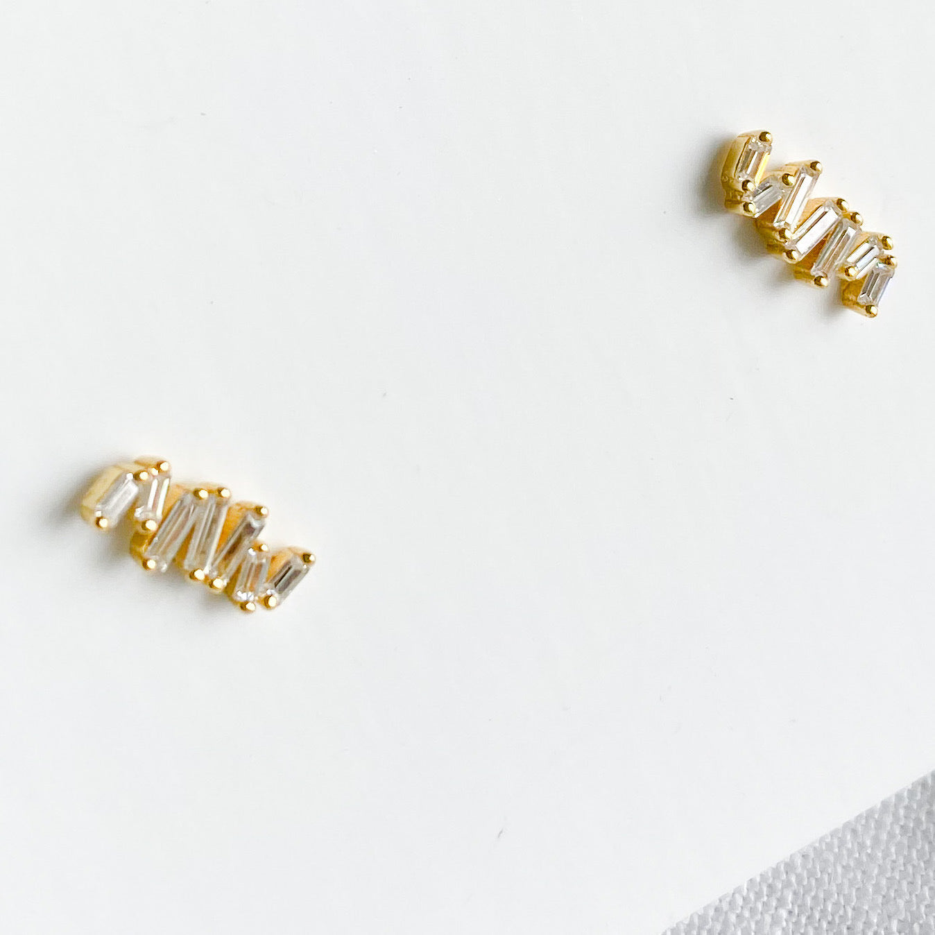 Marmont Earrings BelleStyle - sterling silver gold plate stud post everyday baguette crystals