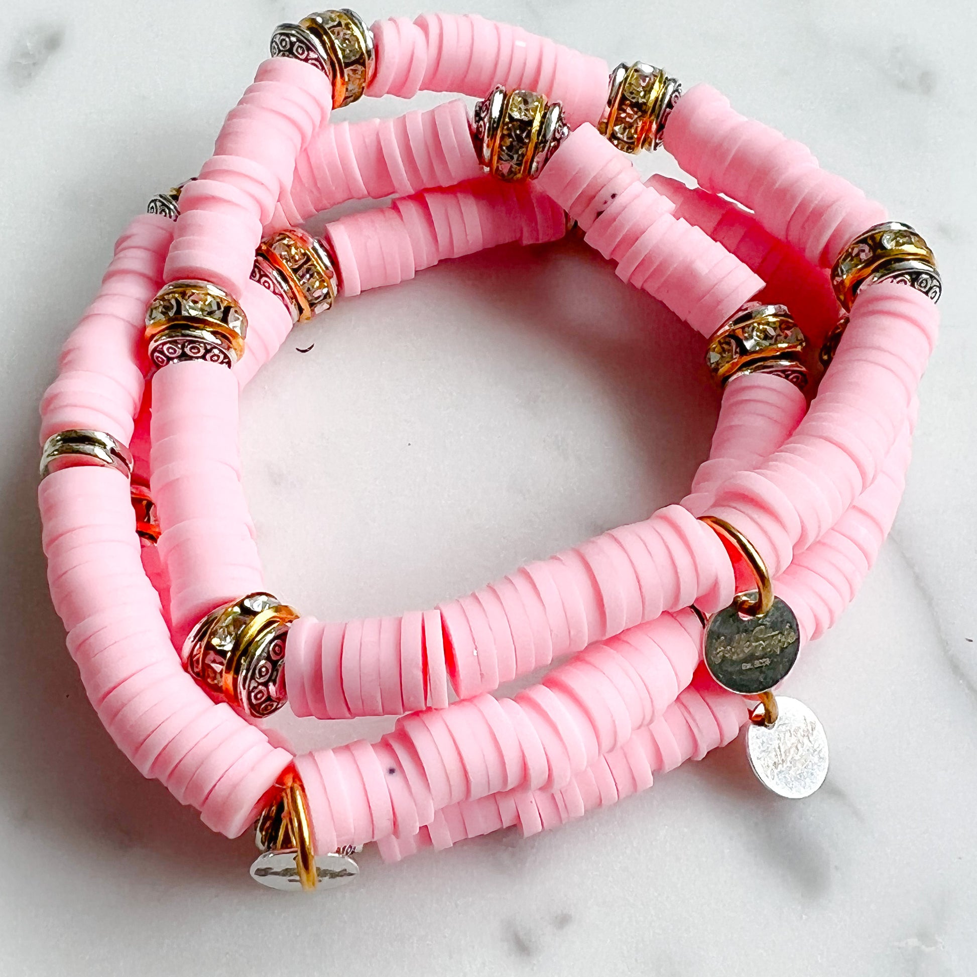 Light Pink Crystal Friendship Bracelet - BelleStyle