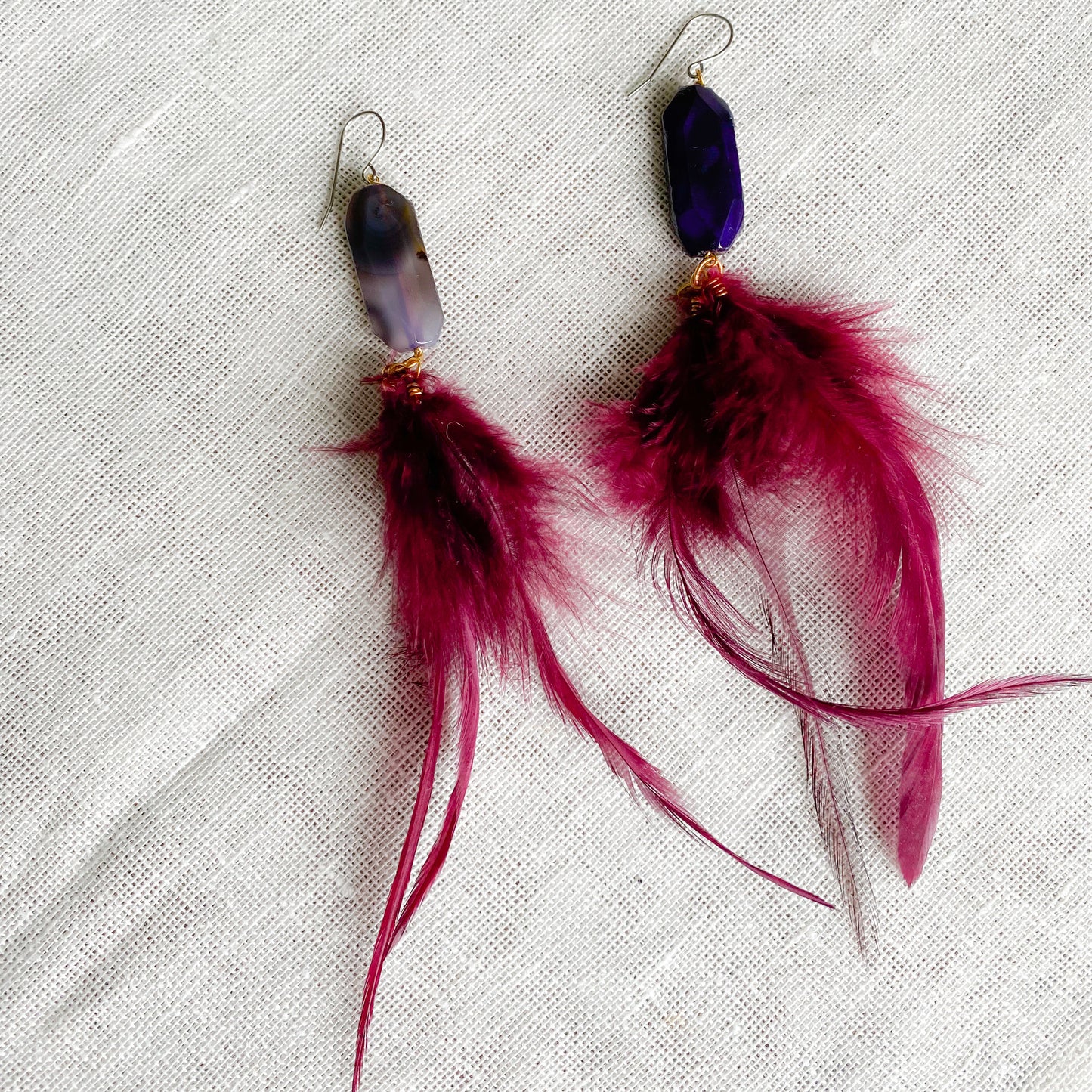 Quinn Rainbow Flourite Feather Earrings