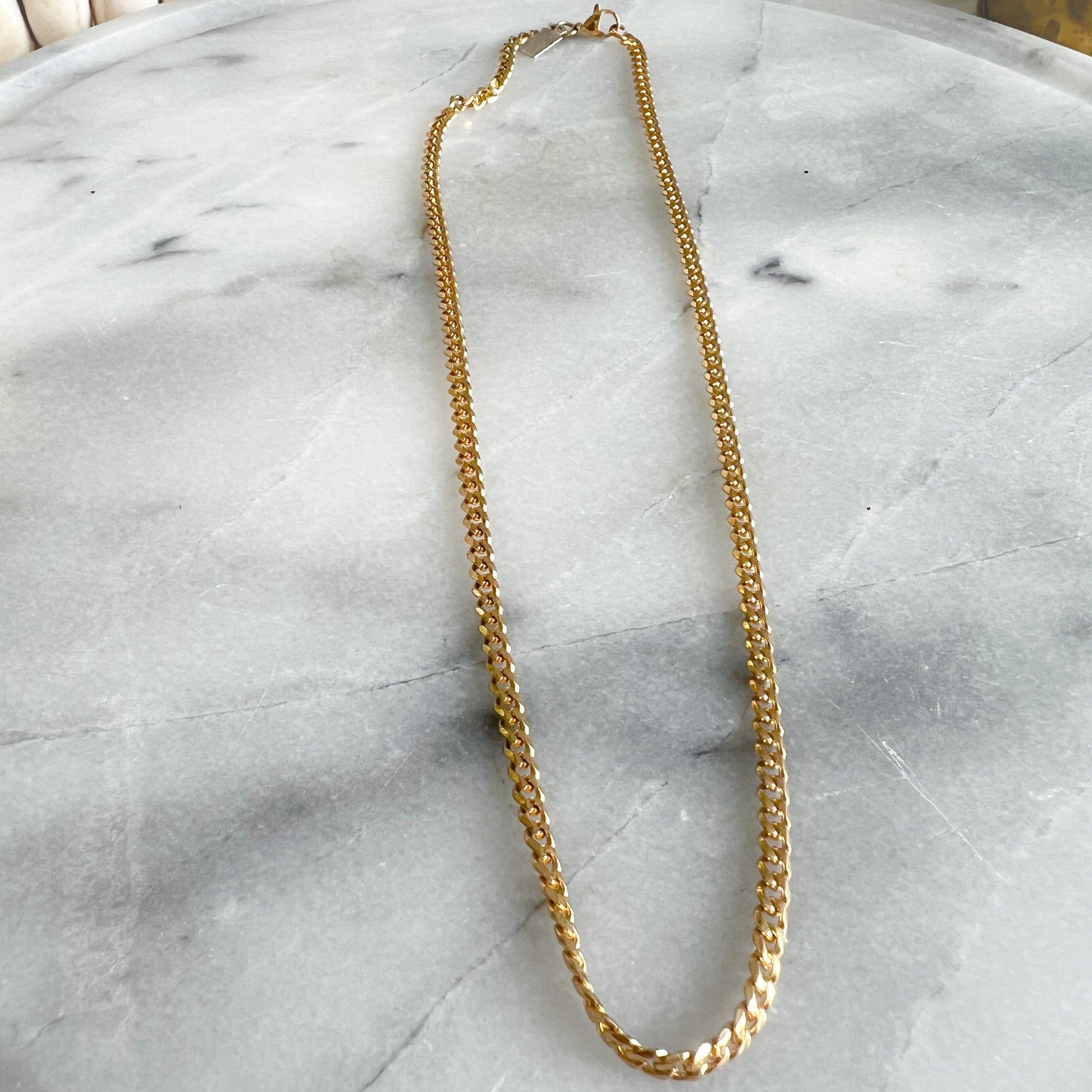 Biscayne Gold Stainless Steel Unisex Cuban Style Flat Chain - Bellestyle