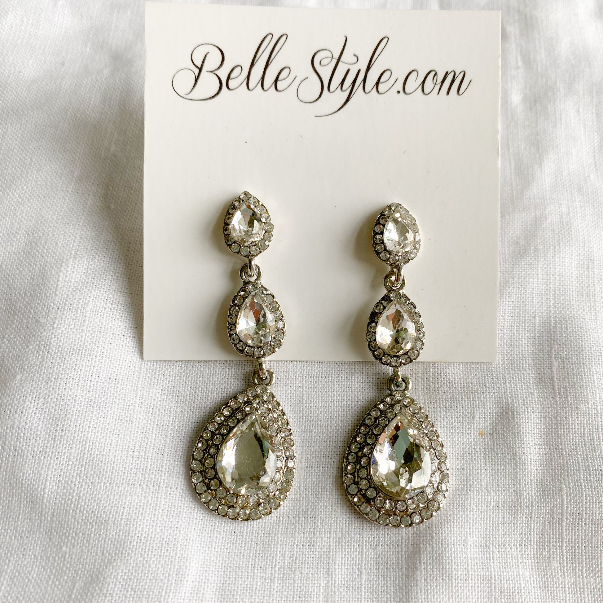 Betty Earrings - BelleStyle - silver gold crystal teardrop post studs