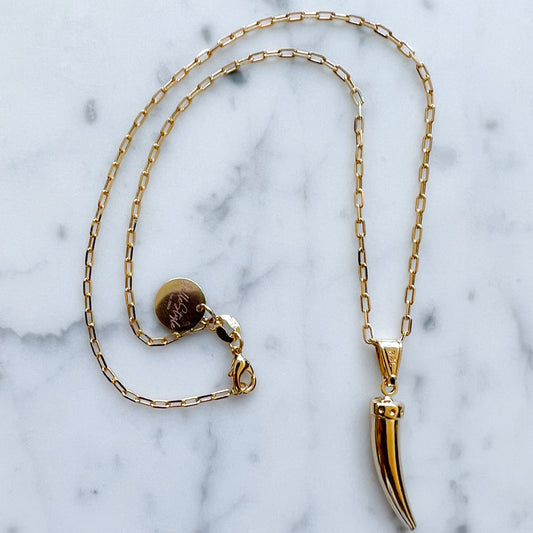 Italian Horn Gold  Link Necklace - BelleStyle