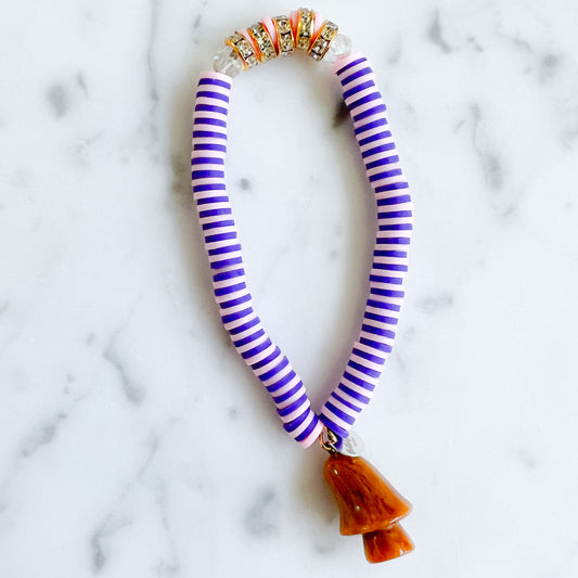Purple Stripe Vintage Mushroom Bracelet - BelleStyle