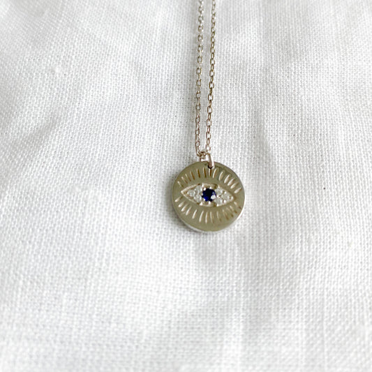 Round Evil Eye Protection Charm Necklace - BelleStyle