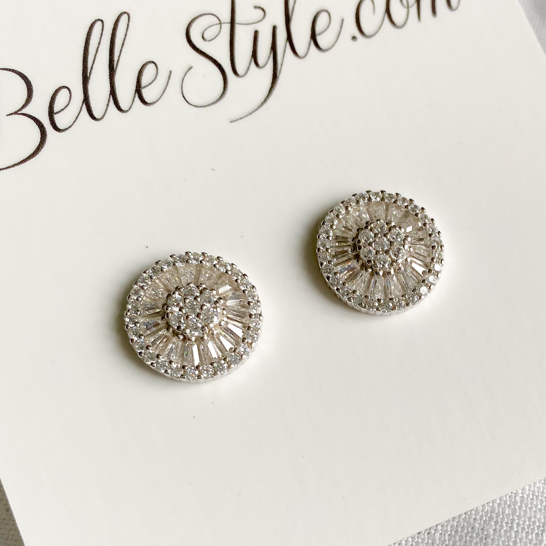 Baguette Circle Crystal Earrings - BelleStyle