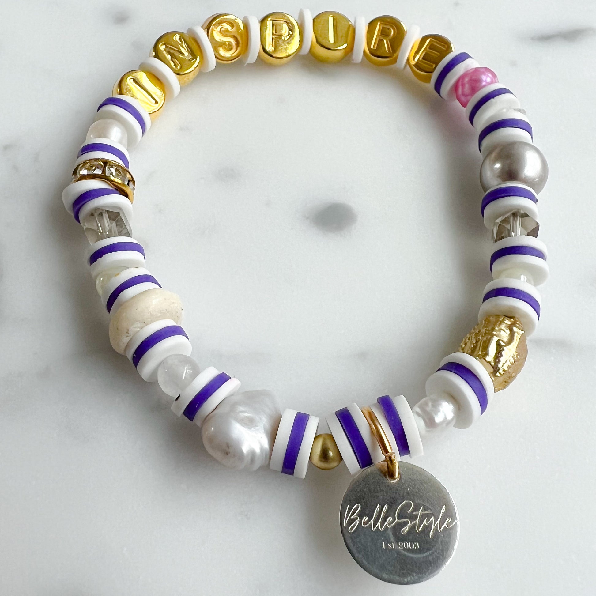 ENERGY Gold Friendship Bracelet Purple - BelleStyle