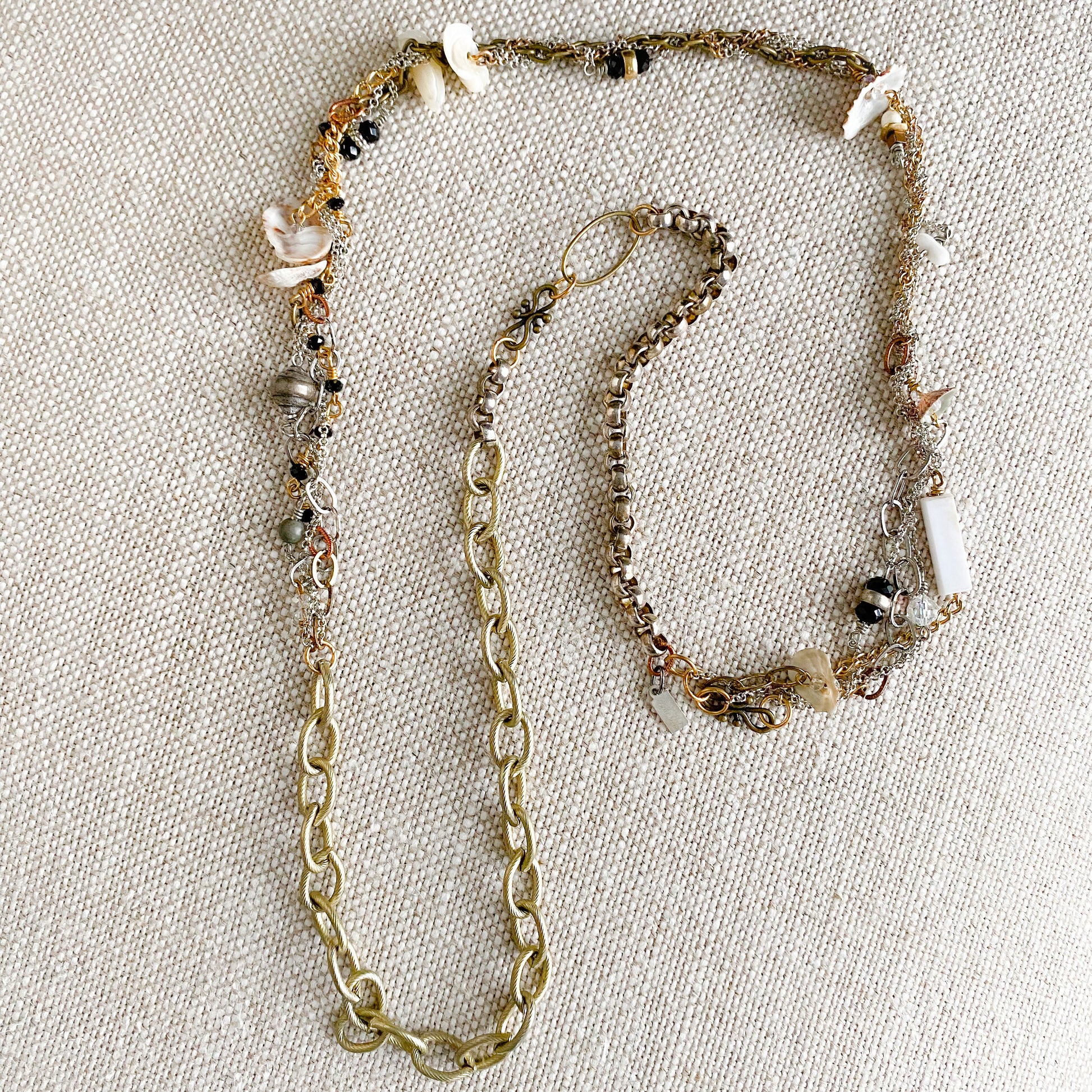 Mother of Pearl Braided Chain Necklace - BelleStyle